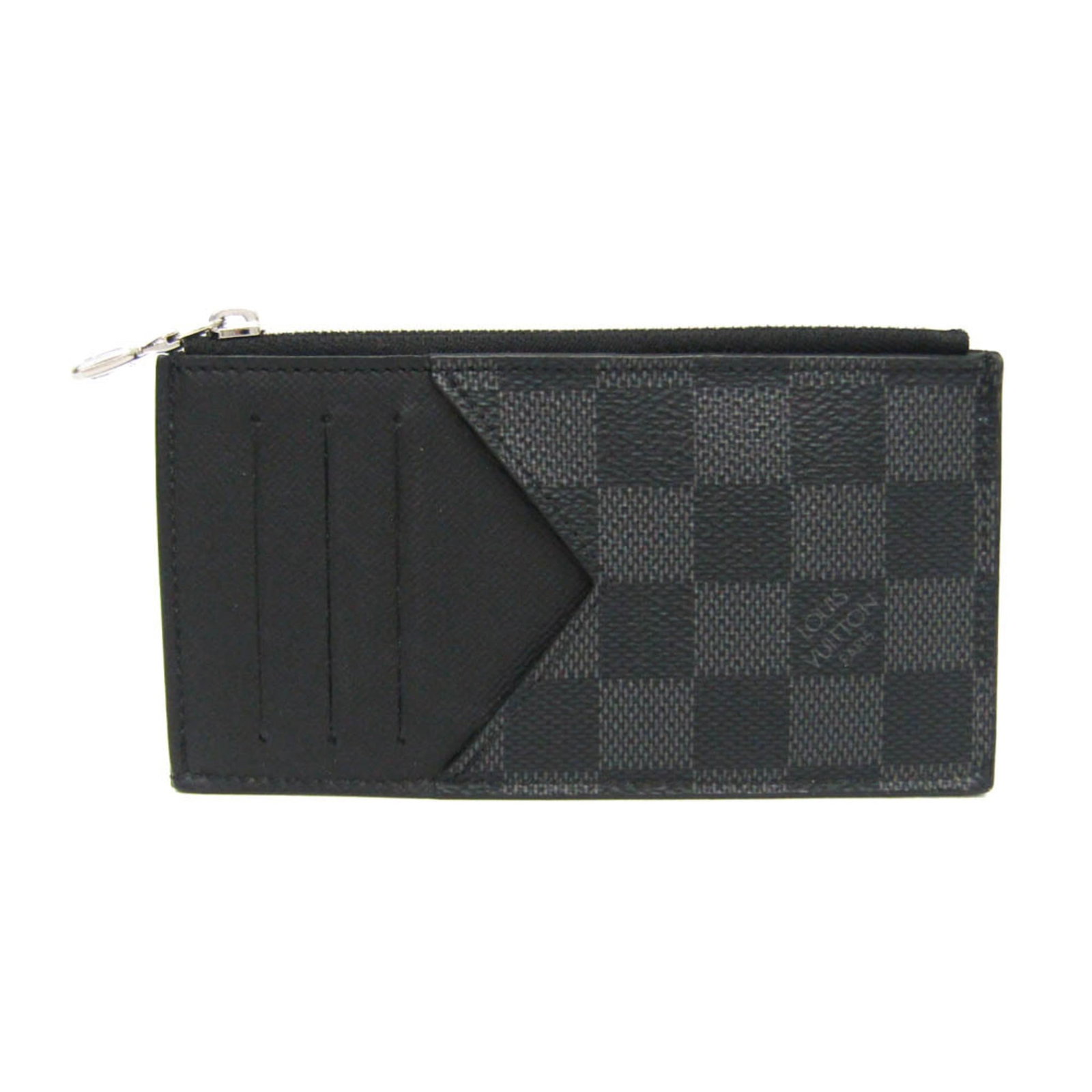 Vuitton Case Purse Coin Damier Graphite: Vuitton Case Purse Coin Damier Graphite Damier Graphite Coin Purse from Louis Vuitton, featuring a classic Damier pattern in graphite and a sleek zipper closure. This versatile coin purse boasts two