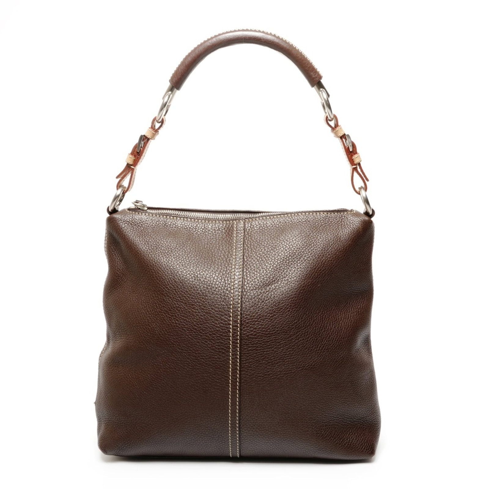 Shoulder Bag Prada Leather: Shoulder Bag Prada Leather Prada Leather Shoulder Bag in Brown. This used shoulder bag features high-quality leather and has a classic design with clean lines, making it a timeless accessory. With its