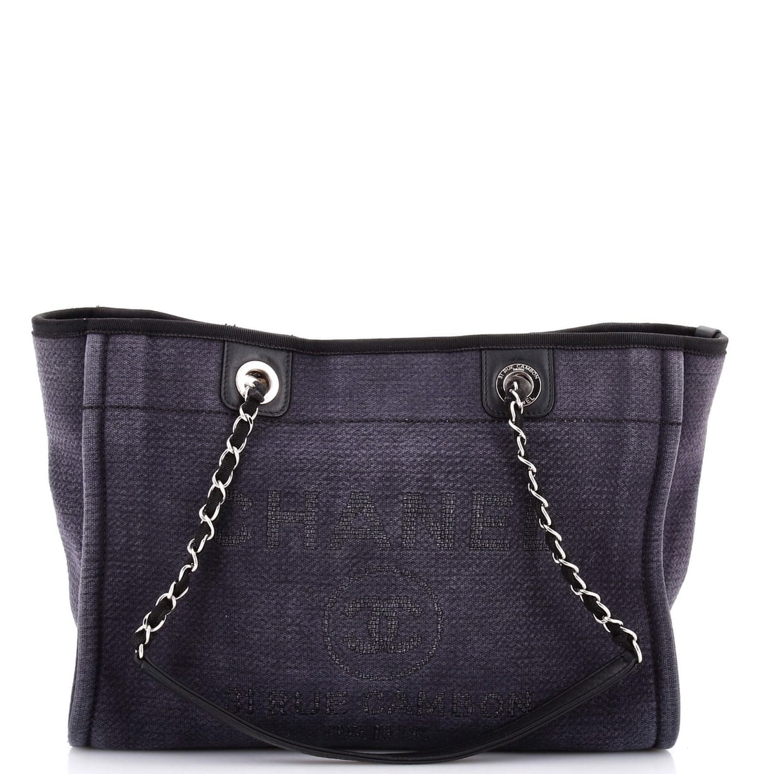 Chanel Deauville Tote Mixed Fibers Small: Chanel Deauville Tote Mixed Fibers Small Chanel Deauville Tote Mixed Fibers Small, a stylish and versatile tote with a rich blue hue. Measuring 10" high, 13" wide, and 5.5" deep, it features a
