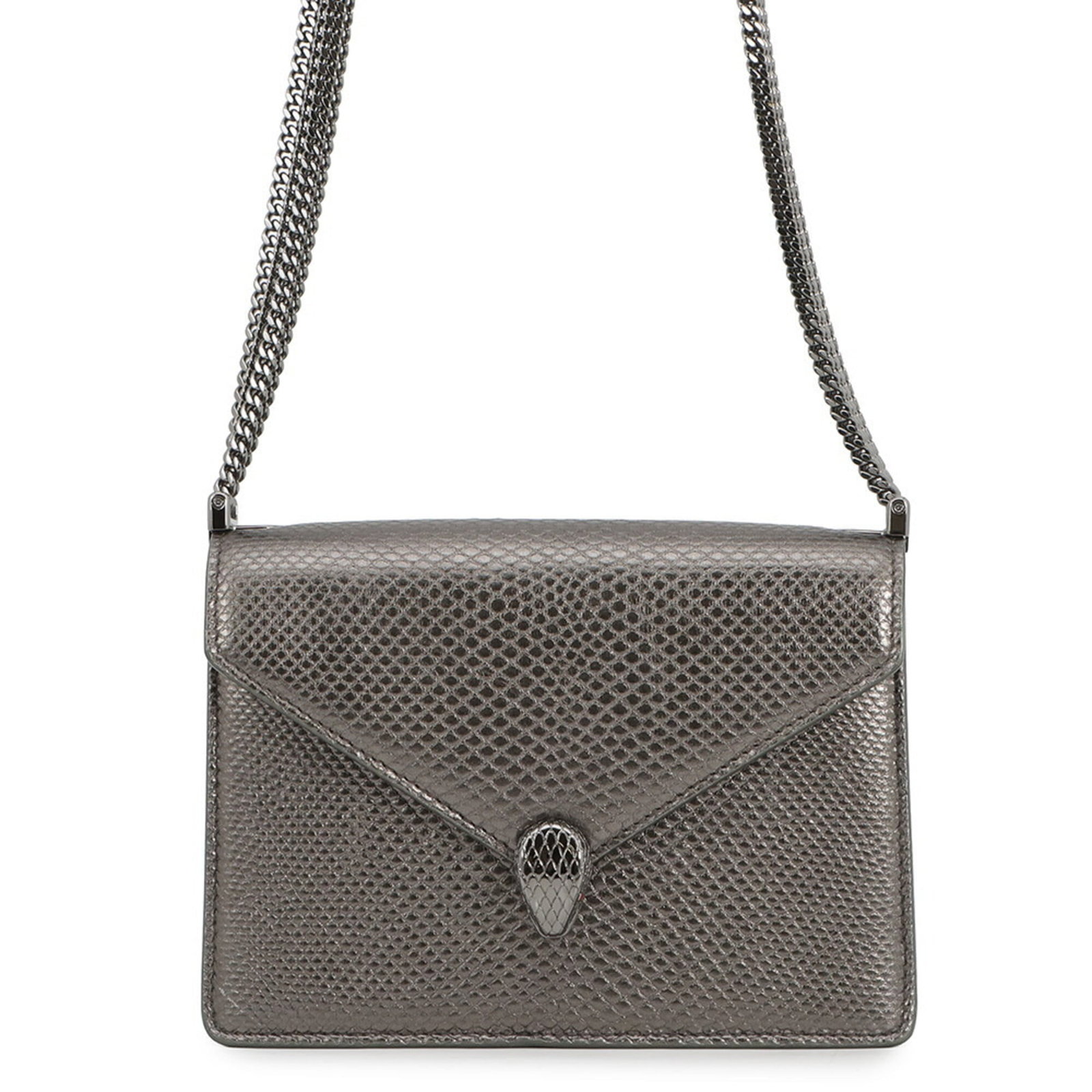 Bvlgari Handbag: Bvlgari Handbag Silver Bvlgari Handbag for Women, 14.5cm x 17.5cm x 5cm. This used handbag features a silver finish and has some scratches / dirt, but remains in very good condition. With its classic