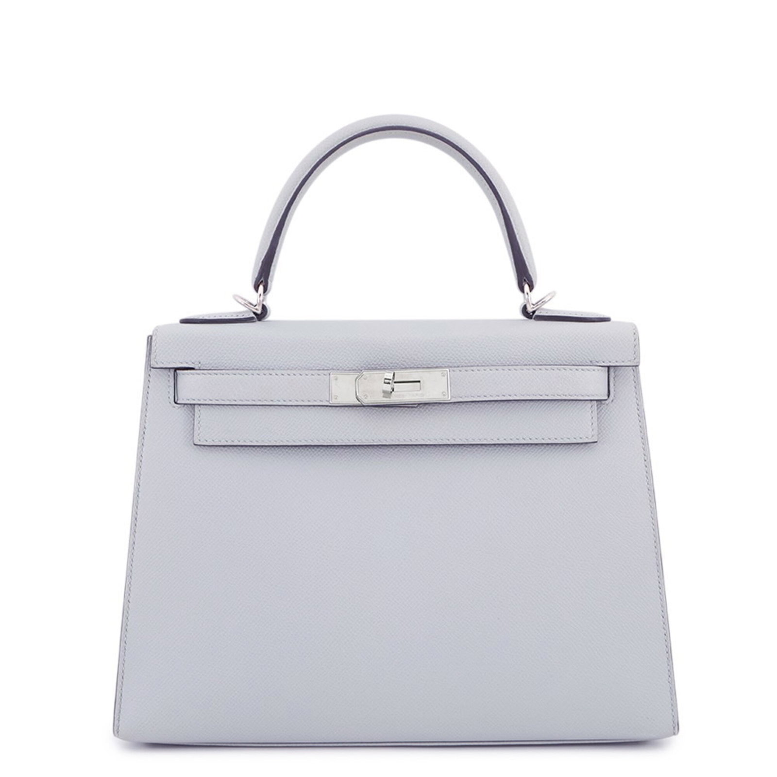 Handbag Hermes Epsom Leather: Handbag Hermes Epsom Leather Light blue Epsom leather handbag from Hermes, with a size of 20cm x 28cm x 12cm. This used item has some traces of usage and minor scratches/dirt, but remains in very