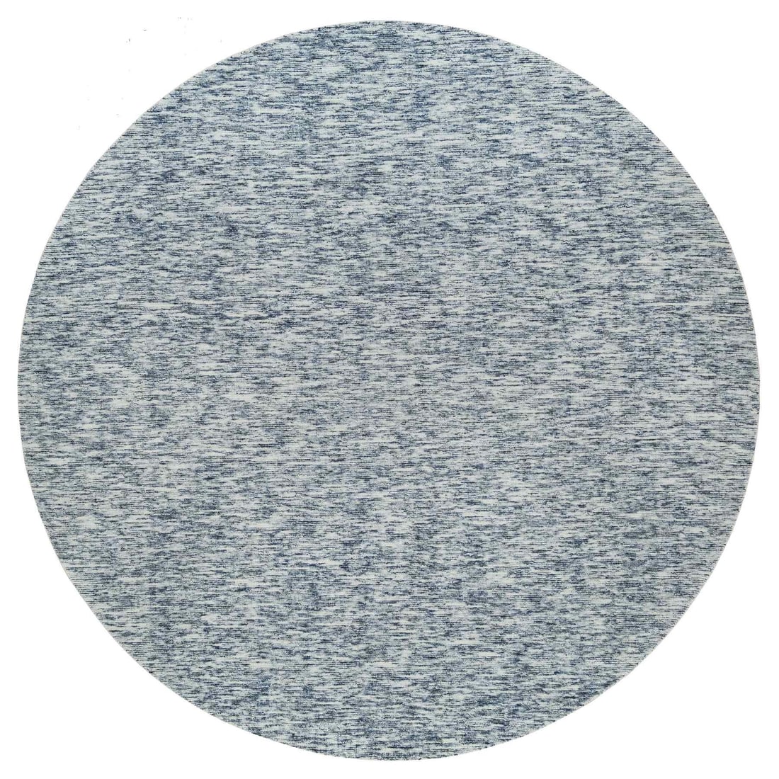 12'x12' Blue Modern Striae Design Pure Wool Hand Loomed Round Rug: 12'x12' Blue Modern Striae Design Pure Wool Hand Loomed Round Rug Blue Modern Striae Design Pure Wool Hand Loomed Round Rug. This stunning 12' x 12' round rug boasts a striking blue modern stria desig