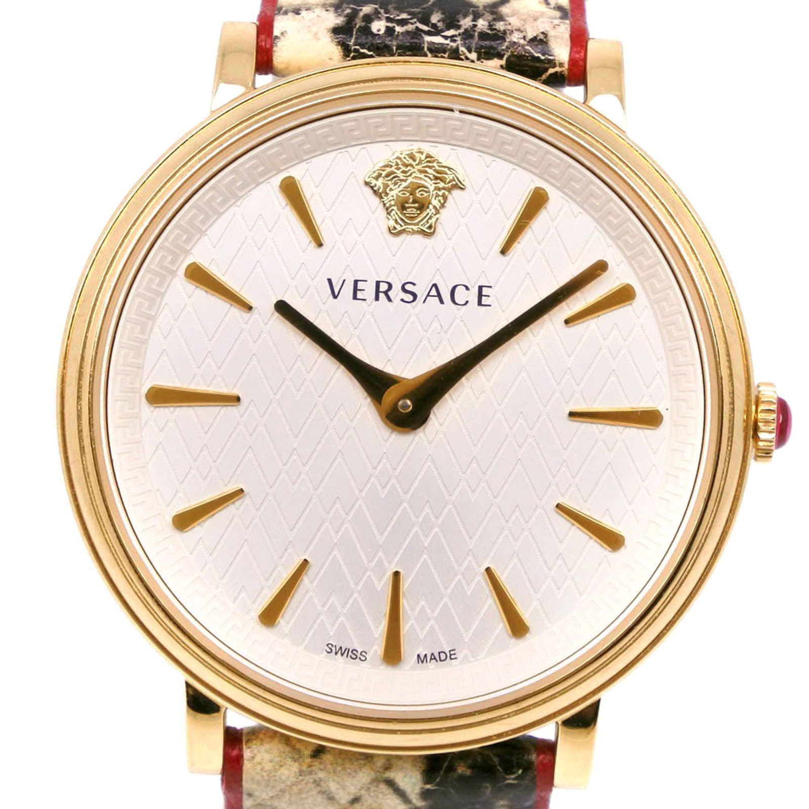 Versace Wristwatch: Versace Wristwatch Stainless steel case and leather band make for a sleek, timeless design. The white dial features sapphire crystal glass for added protection, while the 38mm size fits comfortably on