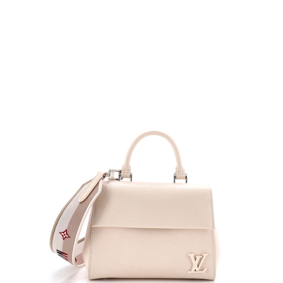Louis Vuitton Cluny Top Handle Bag Epi Leather Mini: Louis Vuitton Cluny Top Handle Bag Epi Leather Mini The Louis Vuitton Cluny Top Handle Bag Epi Leather Mini boasts sleek, neutral tones and premium epi leather construction. Measuring just 6" in heigh