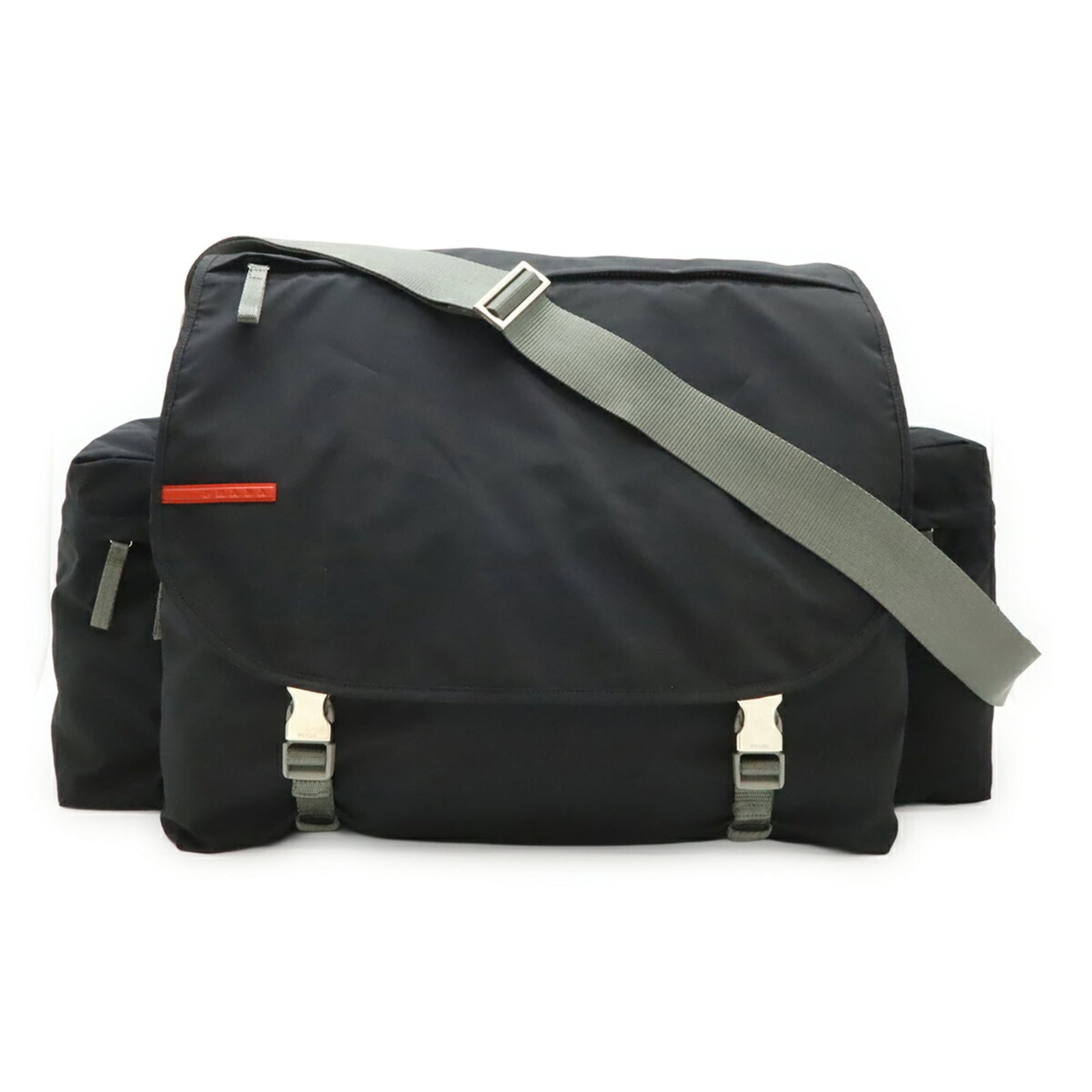 Nylon Prada Handbag Shoulder: Nylon Prada Handbag Shoulder Black, Gray, Light Gray, Nero nylon Prada shoulder bag with traces of usage and minor scratches/dirt. Made from durable nylon material, this shoulder bag measures 38cm x 4