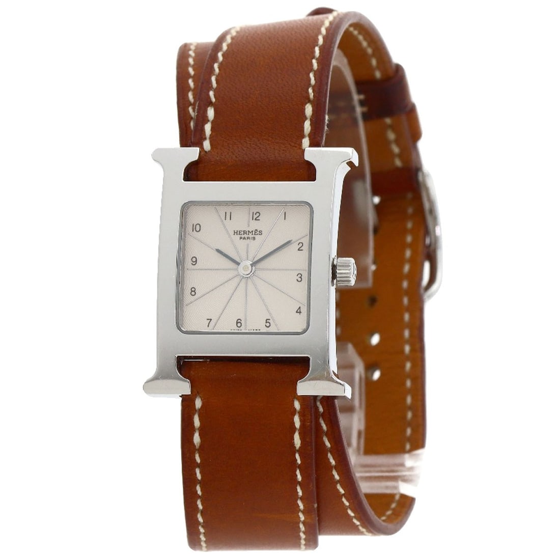Hermes Watch Deburuturu Hh1.210 Stainless Steel Leather: Hermes Watch Deburuturu Hh1.210 Stainless Steel Leather Stainless steel and silver leather come together in the sleek design of this Hermes Watch Deburuturu Hh1.210, featuring an analog display and