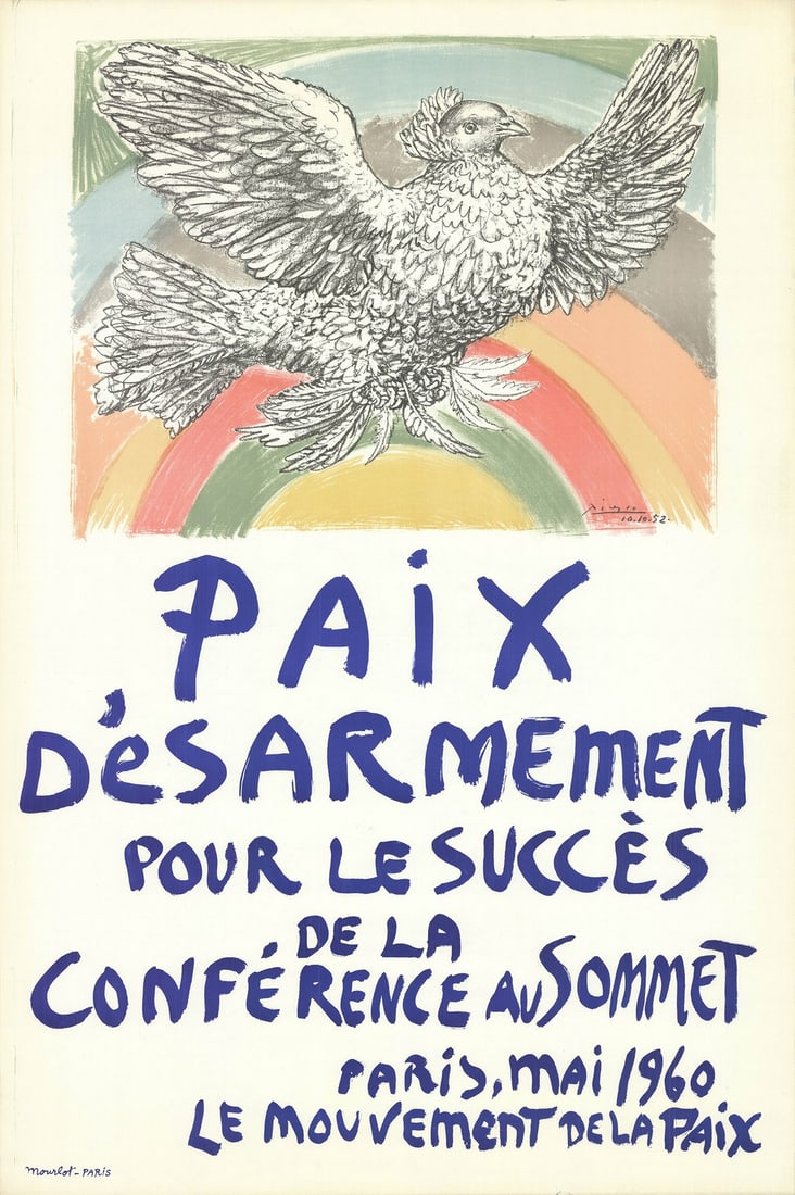Picasso 47.25" x 31.5" Paix 1960 Modernism Lithograph Disarmement-Peace PABLO (1 of 20)