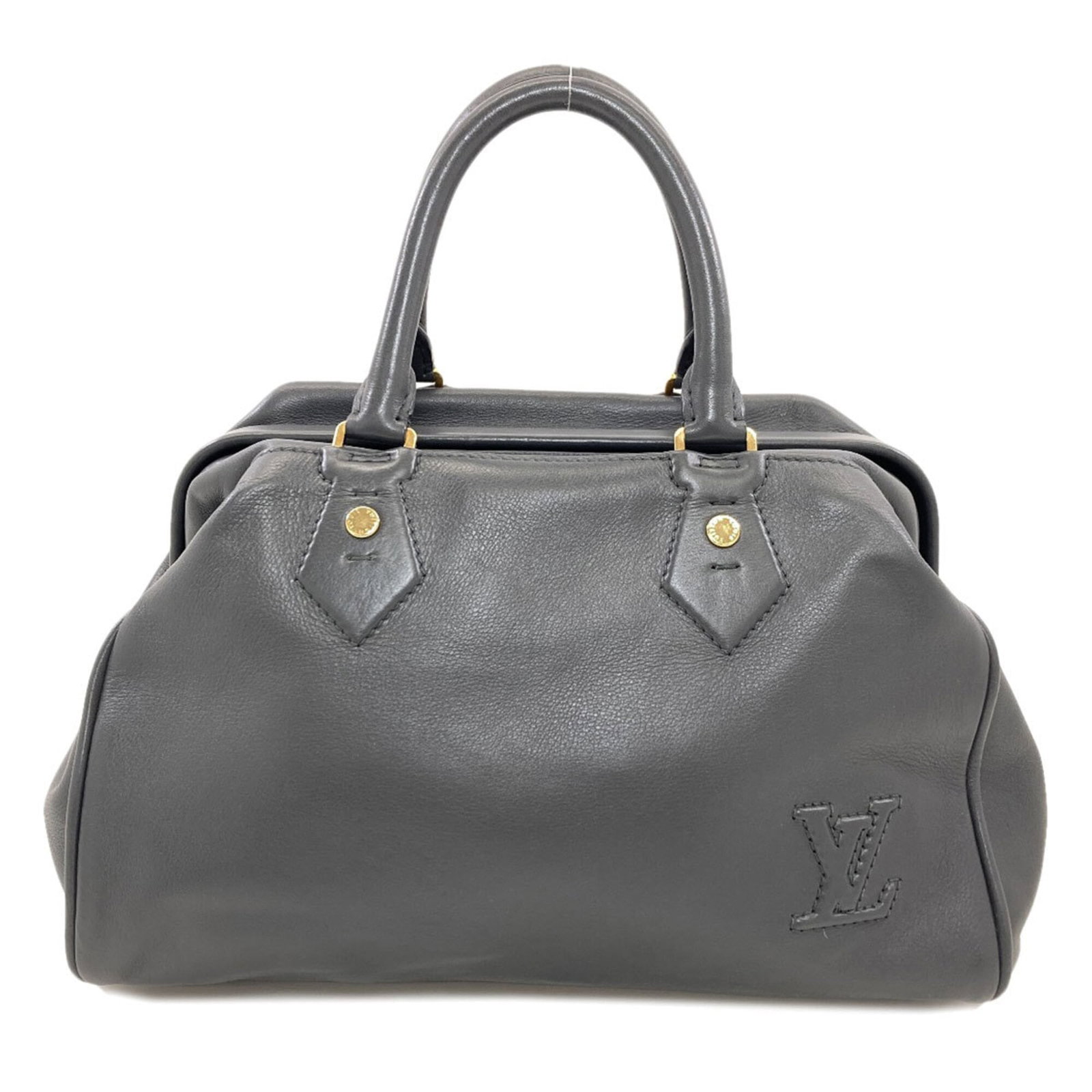 Handbag Leather Louis Vuitton: Handbag Leather Louis Vuitton Gray Calf Leather Louis Vuitton Handbag for Women, with Traces of Usage and Scratches. This used handbag features a classic design made from high-quality calf leather, me