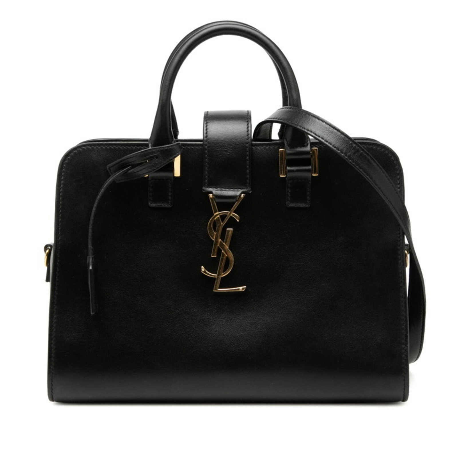 Saint Laurent Handbag Shoulder Bag Leather: Saint Laurent Handbag Shoulder Bag Leather Black Saint Laurent leather shoulder bag with a classic design, measuring 18.5cm x 26cm x 12cm, featuring traces of usage and minor scratches. This pre-owned