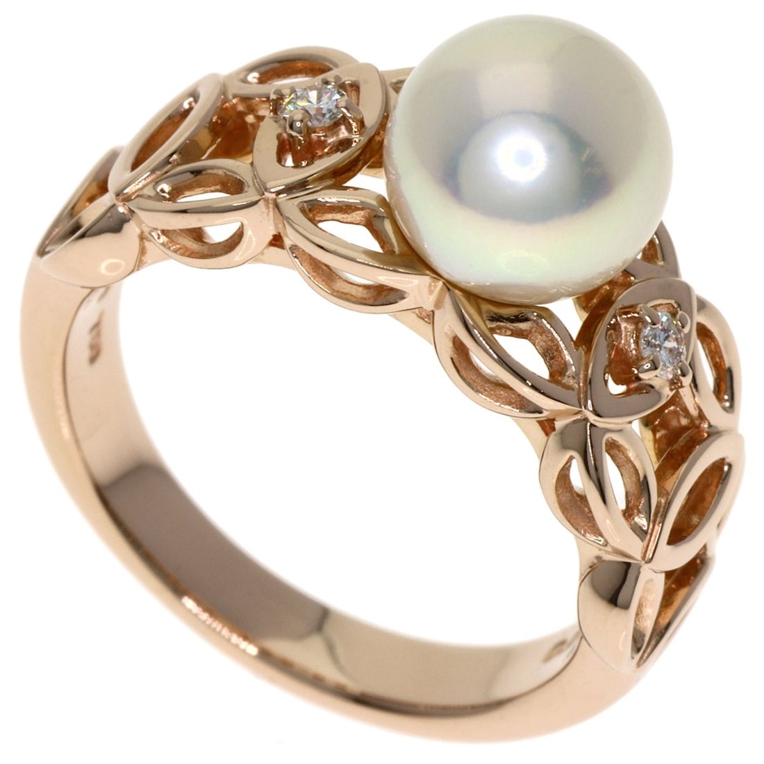 K18 Pink Gold Pearl Ring Diamond Tasaki: K18 Pink Gold Pearl Ring Diamond Tasaki K18 Pink Gold Pearl Diamond Tasaki ring boasts a striking combination of elegance and sophistication, featuring a D color pearl set in K18 pink gold. This