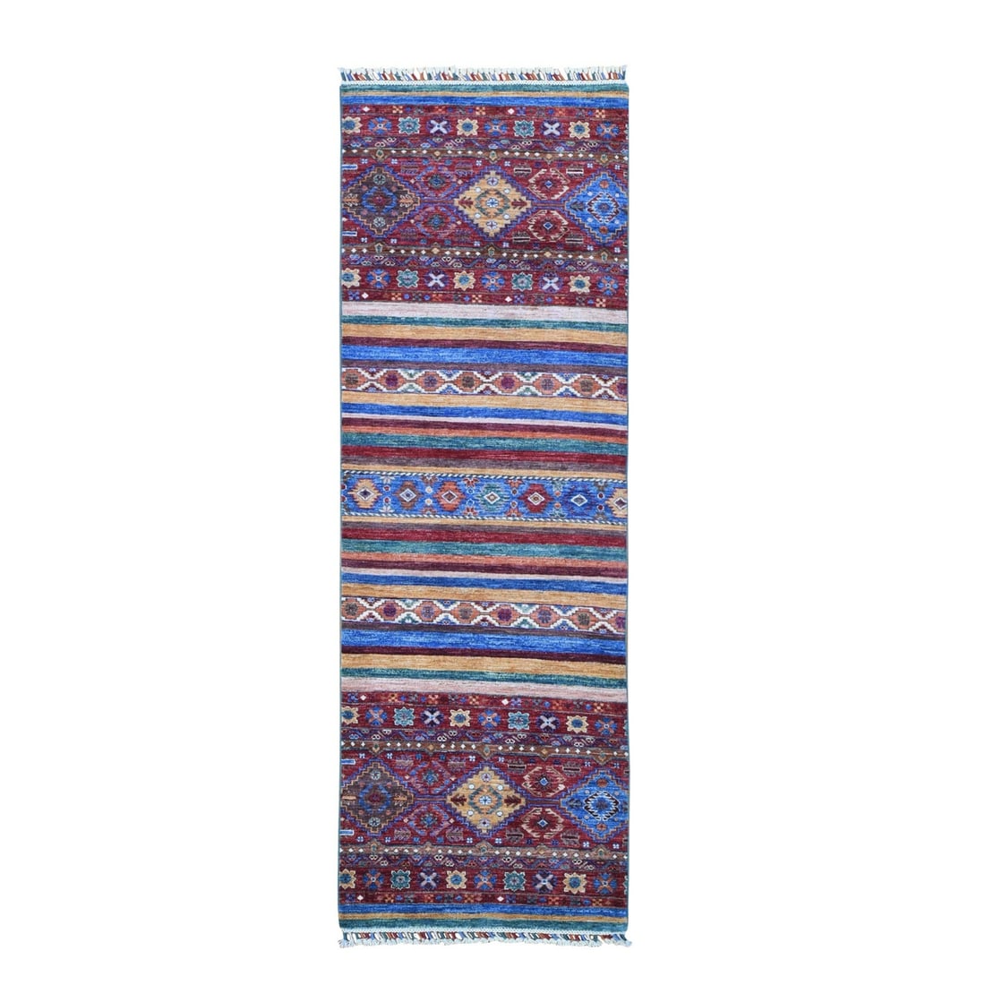 Super Kazak Khorjin Design Wool Runner Red Handknotted Wide 2'8" 8'3 (1 of 8)