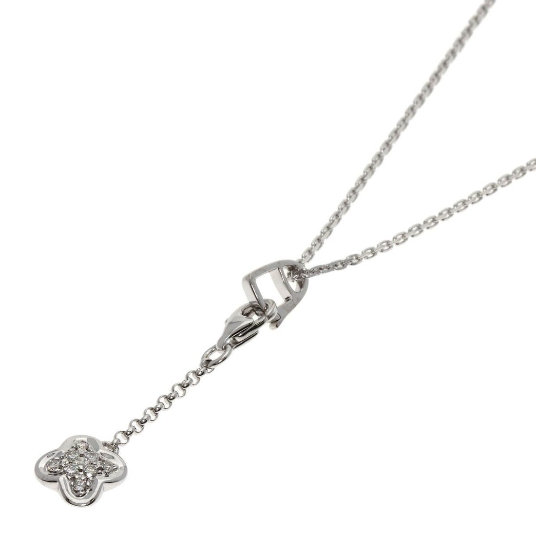 Flower diamond charm necklace in white gold K18: Flower diamond charm necklace in white gold K18 K18 white gold provides a luxurious backdrop for the elegant flower diamond charm, adding a touch of sophistication to this sterling silver necklace. Th