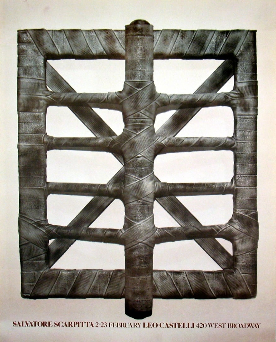 SALVATORE SCARPITTA At Castelli's 28.5" x 23" Poster 1980 Abstract Gray Brown (1 of 1)