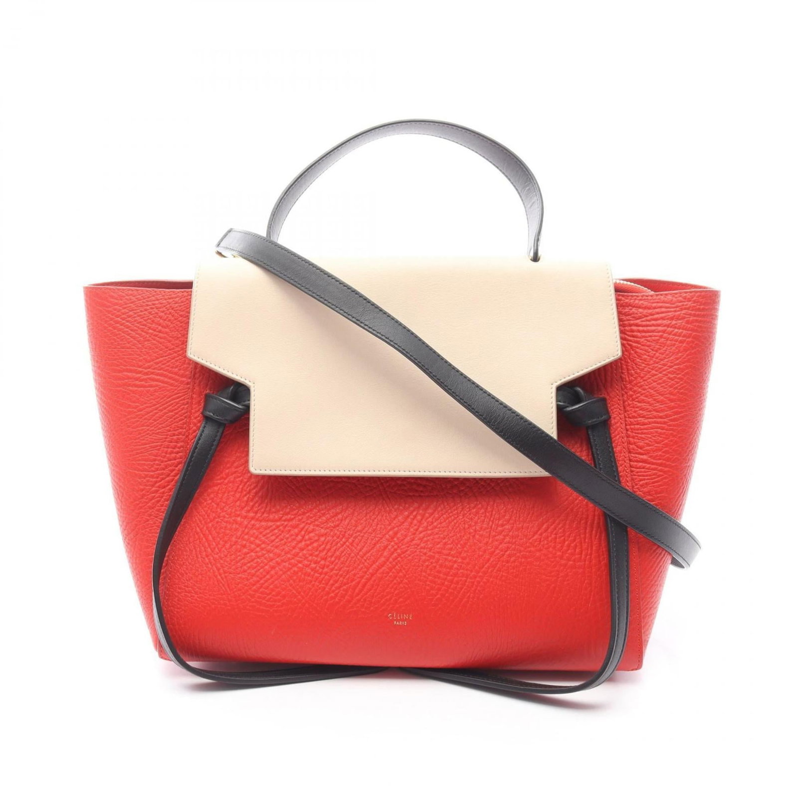 Celine Handbag Fanny Pack Leather: Celine Handbag Fanny Pack Leather Celine Handbag Fanny Pack Leather in Beige, Black, and Red - A stylish and versatile accessory with a rich leather finish. This used fanny pack features a classic