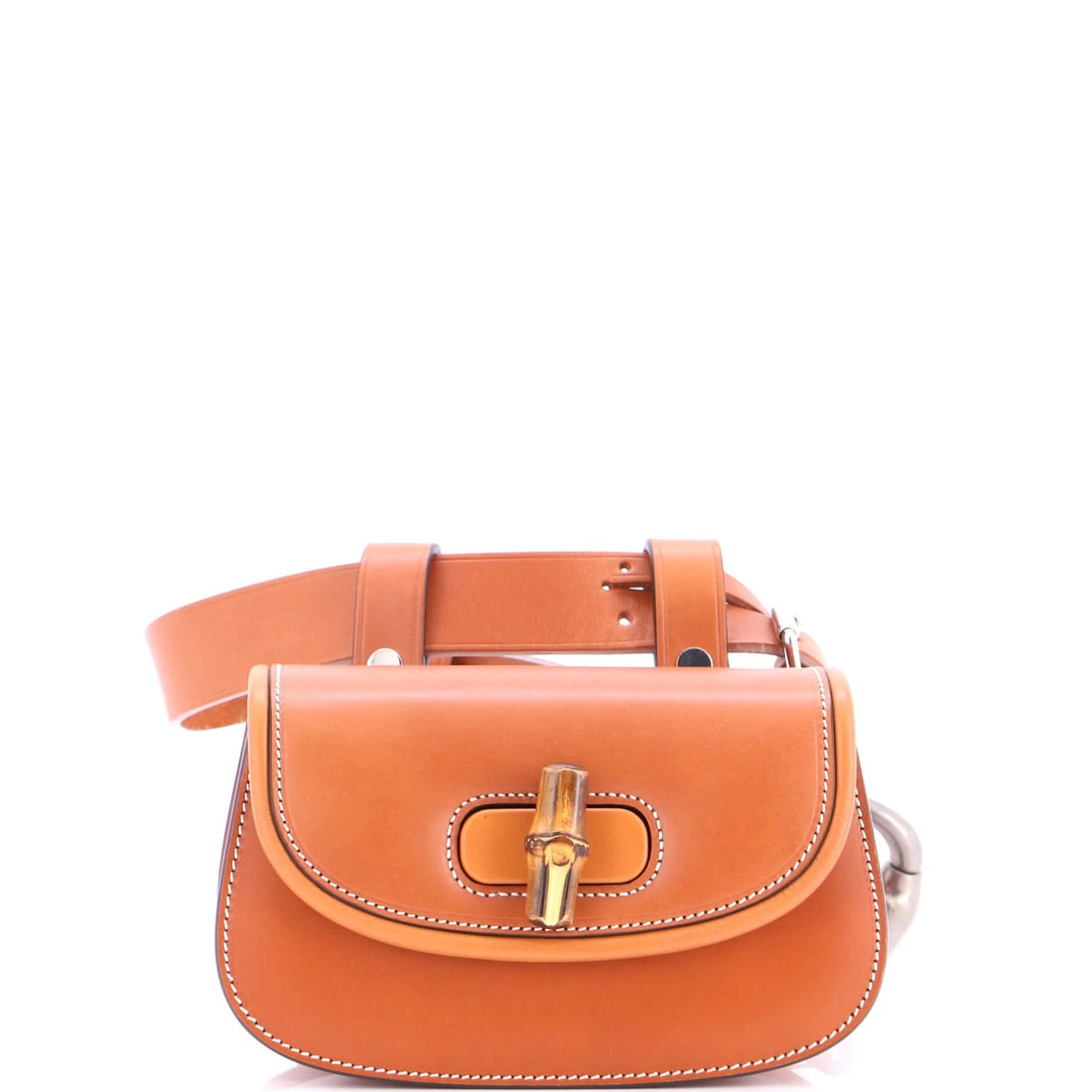 Bamboo leather belt bag mini Gucci 1947: Bamboo leather belt bag mini Gucci 1947 This mini Gucci Bamboo 1947 belt bag features a unique blend of leather and bamboo materials, with a classic brown exterior color. The bag's neutral interior