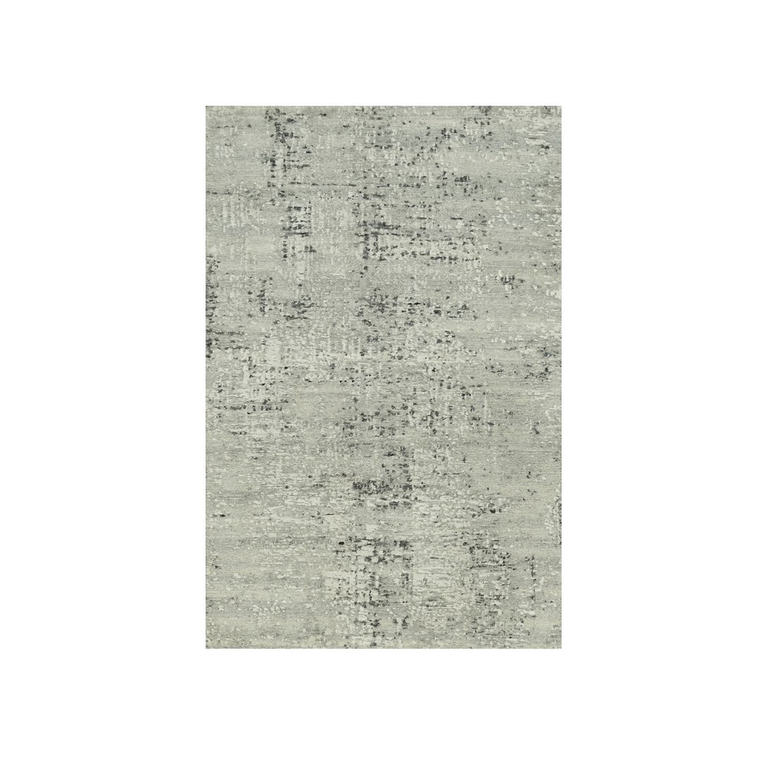 3'x5' Vaporous Gray Undyed Wool Modern Hand Spun Hand Knotted Rug: 3'x5' Vaporous Gray Undyed Wool Modern Hand Spun Hand Knotted Rug The Vaporous Gray Undyed Wool Modern Hand Spun Hand Knotted Rug boasts a striking rectangular field with a subtle, flatweave design.