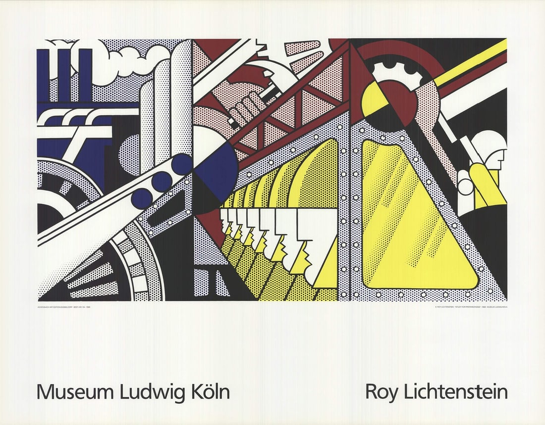ROY LICHTENSTEIN Study For Preparedness 27.5" x 35.5" Serigraph 1989 Pop Art Blu (1 of 4)