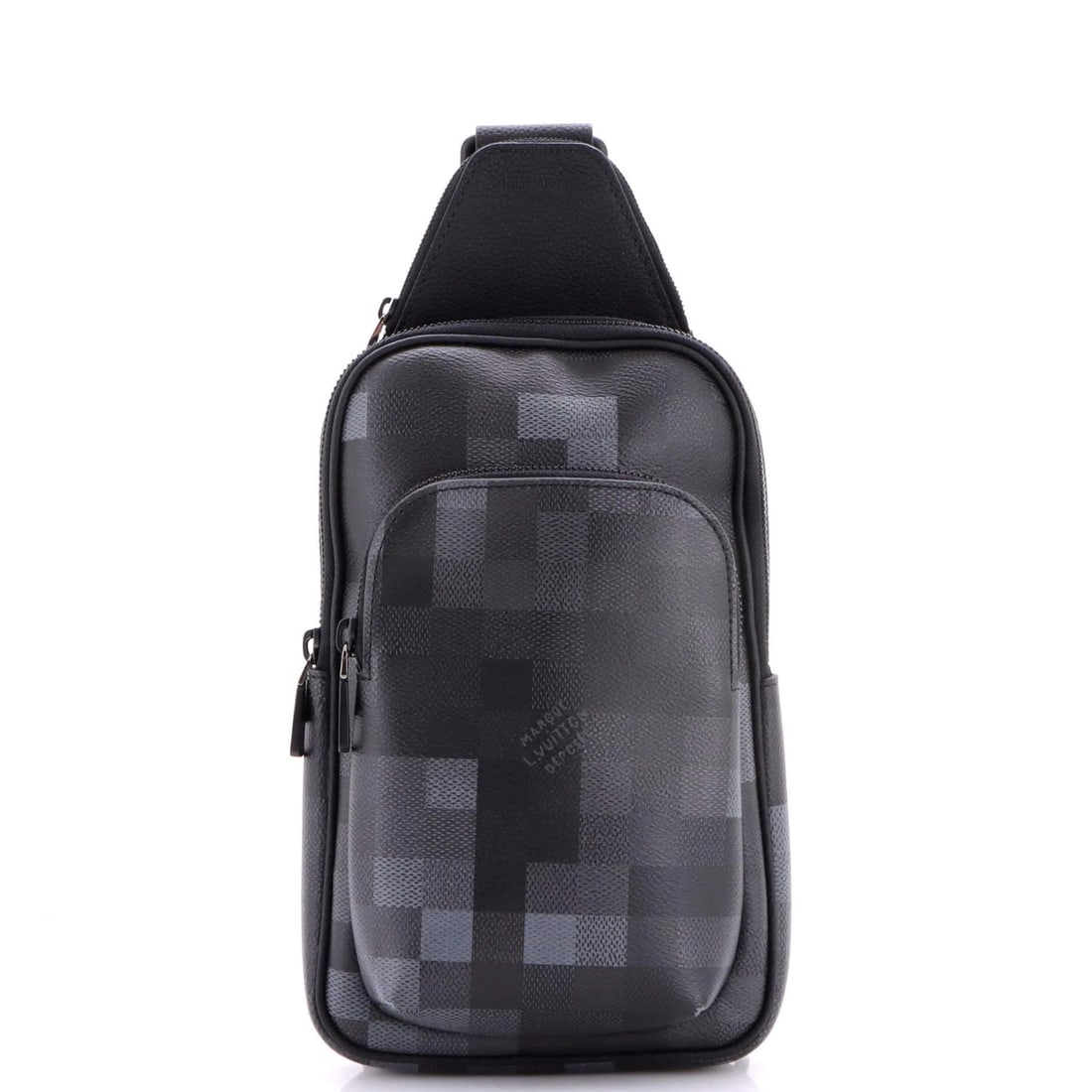 Damoflage Canvas sling bag NM Louis Vuitton Avenue: Damoflage Canvas sling bag NM Louis Vuitton Avenue Canvas coated Louis Vuitton Avenue sling bag in black, featuring minor creases on the exterior and interior. The bag's handles and straps show slight