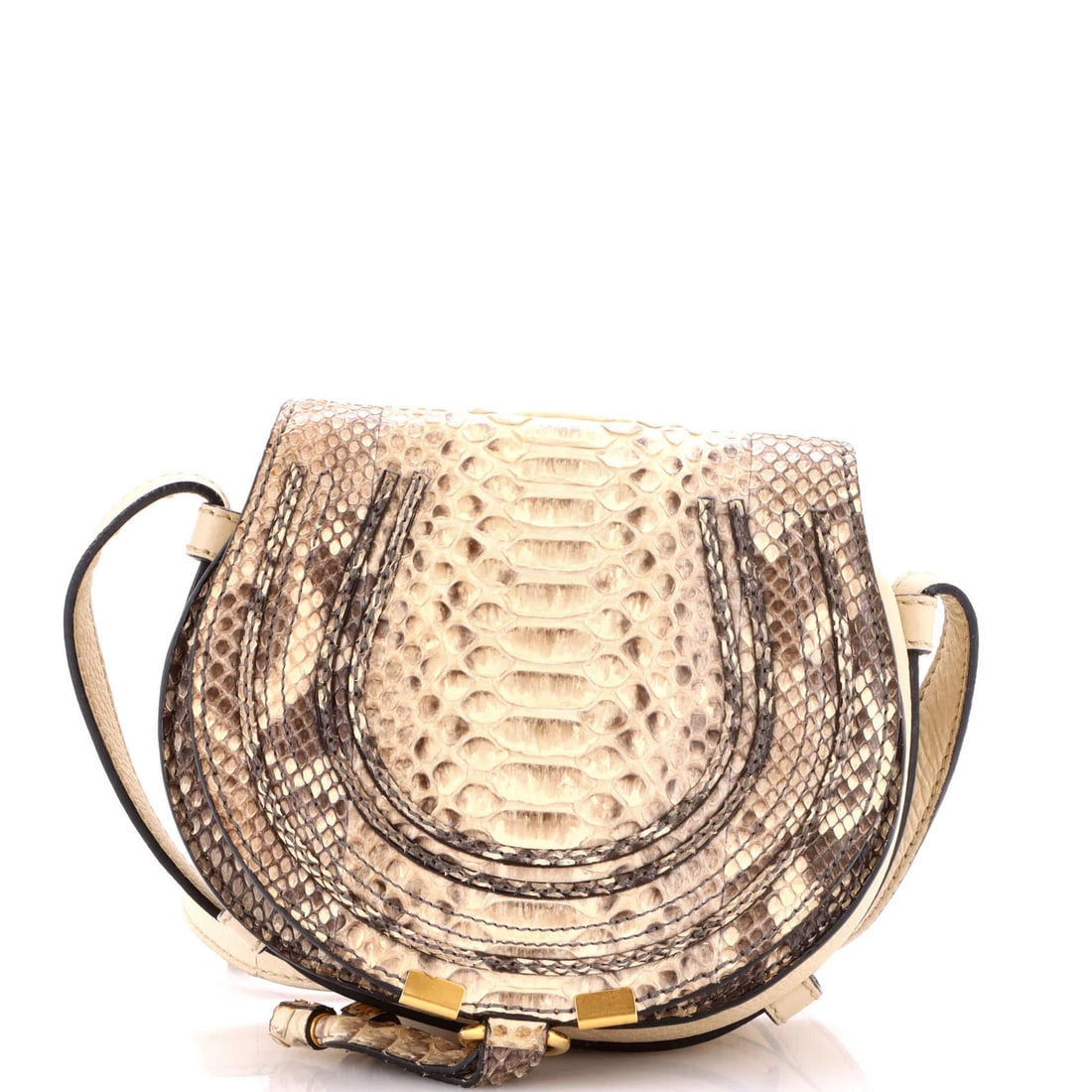 Python Print Calfskin Mini Crossbody Bag Chloe Marcie: Python Print Calfskin Mini Crossbody Bag Chloe Marcie Exotic python print calfskin mini crossbody bag with neutral exterior and green interior. This Chloe Marcie model features a classic cross-body