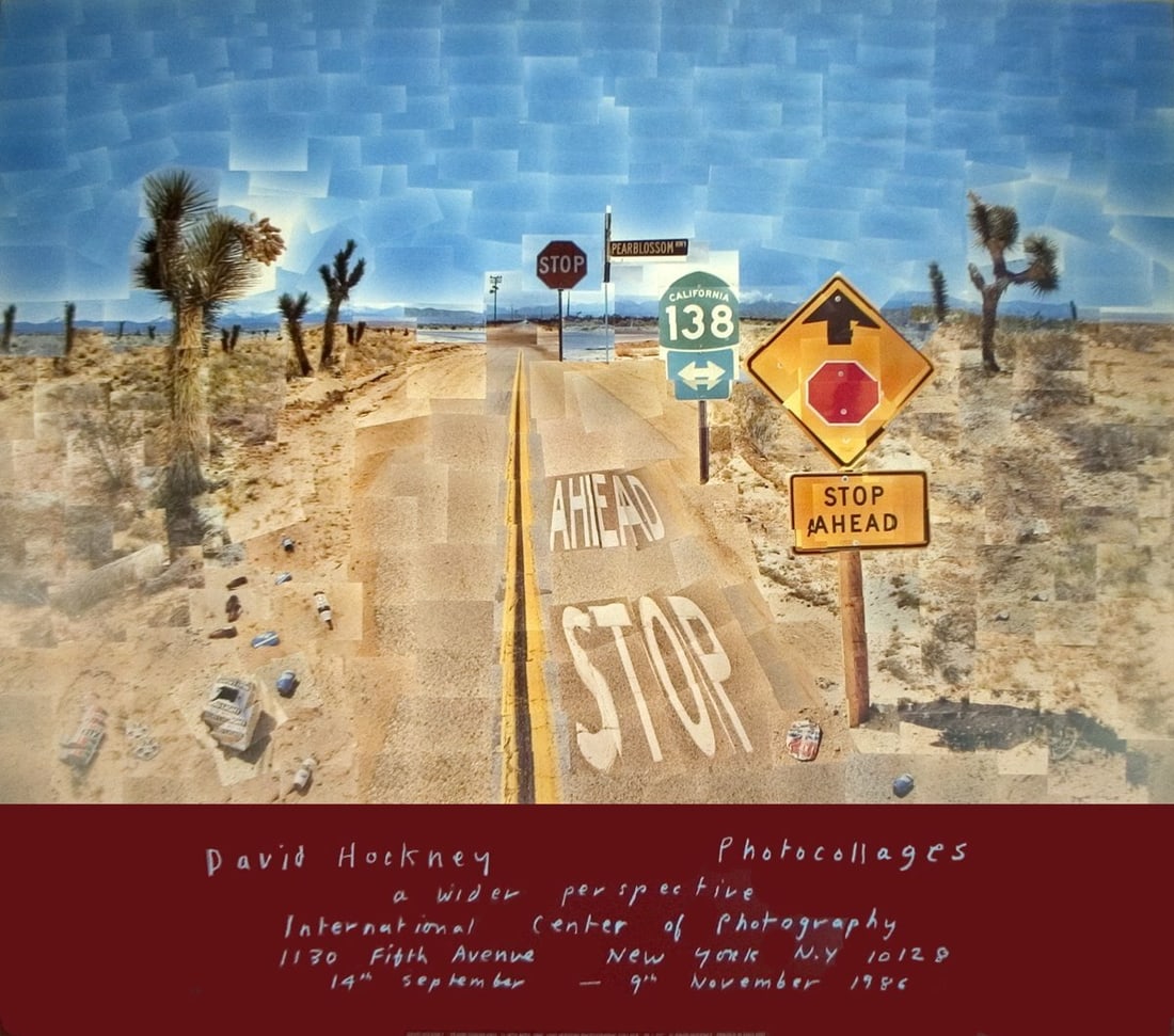 DAVID HOCKNEY Pearblossom Highway 32.25" x 36.5" Poster 1986 Pop Art Multicolor (1 of 17)