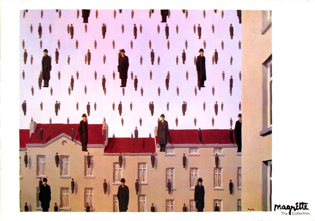 RENE MAGRITTE Golconde 1953 27.5" x 39.25" Poster 1989 Surrealism (1 of 1)