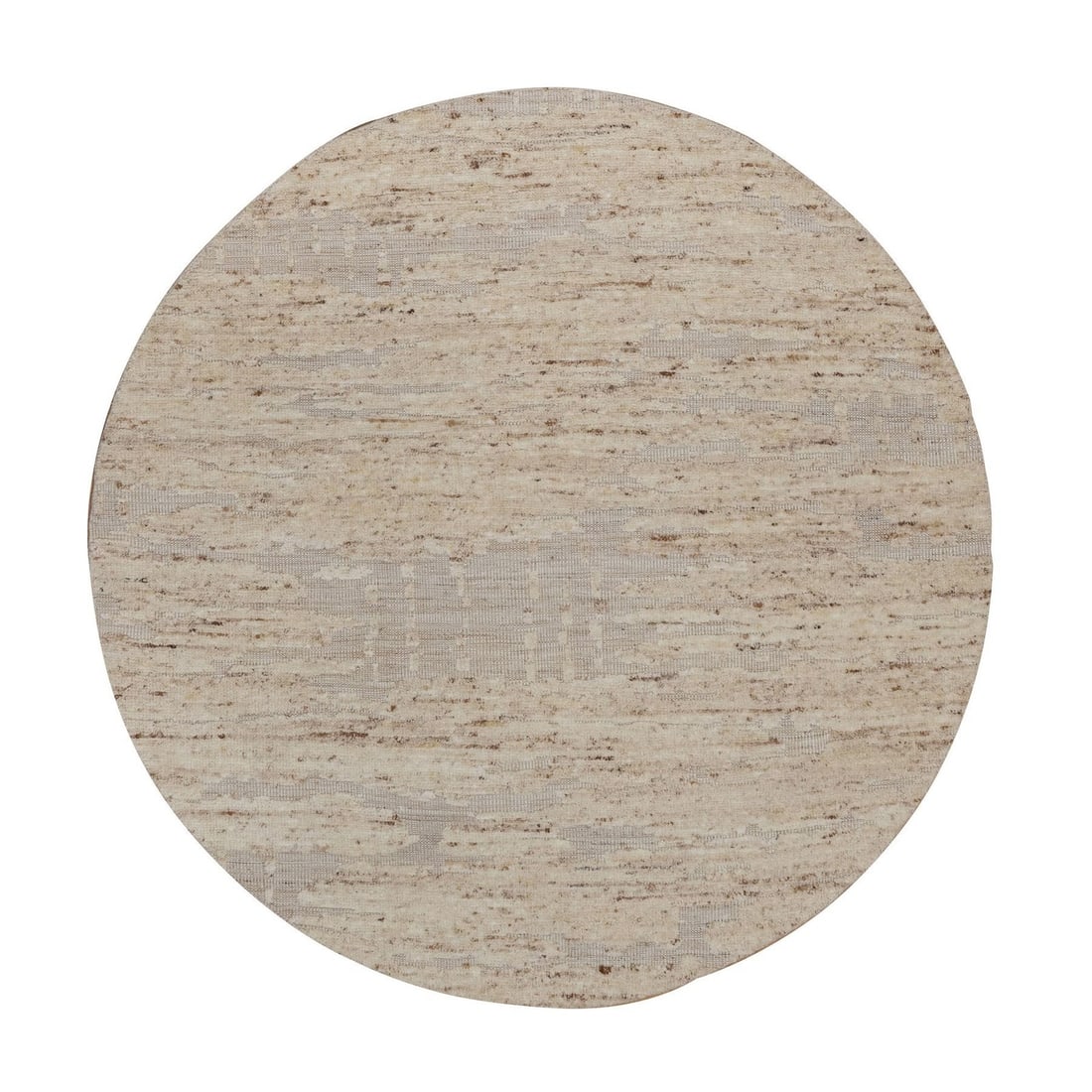 Ivory Textured 6' Round Rug Modern Pure Hand Knotted Wool Design: Ivory Textured 6' Round Rug Modern Pure Hand Knotted Wool Design Hand-knotted in wool, this modern pure design features an ivory textured 6' round rug with a solid field color. The rug's hand-knotted 