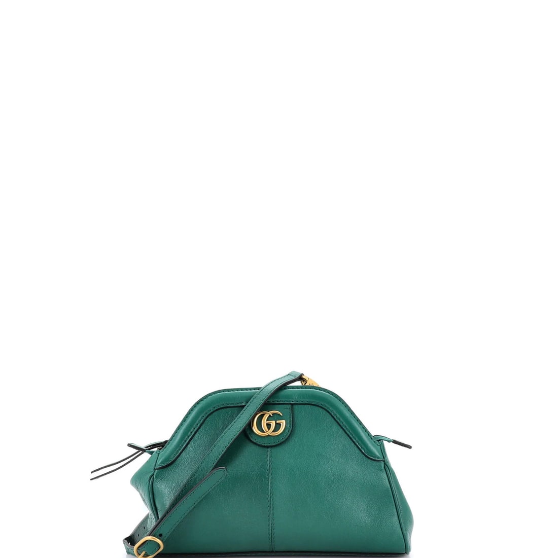 Gucci Belle RE Shoulder Bag Leather Small: Gucci Belle RE Shoulder Bag Leather Small Gucci's RE(BELLE) Shoulder Bag Leather Small boasts a striking green exterior, complemented by neutral microfiber interior and aged gold hardware. Measuring 7