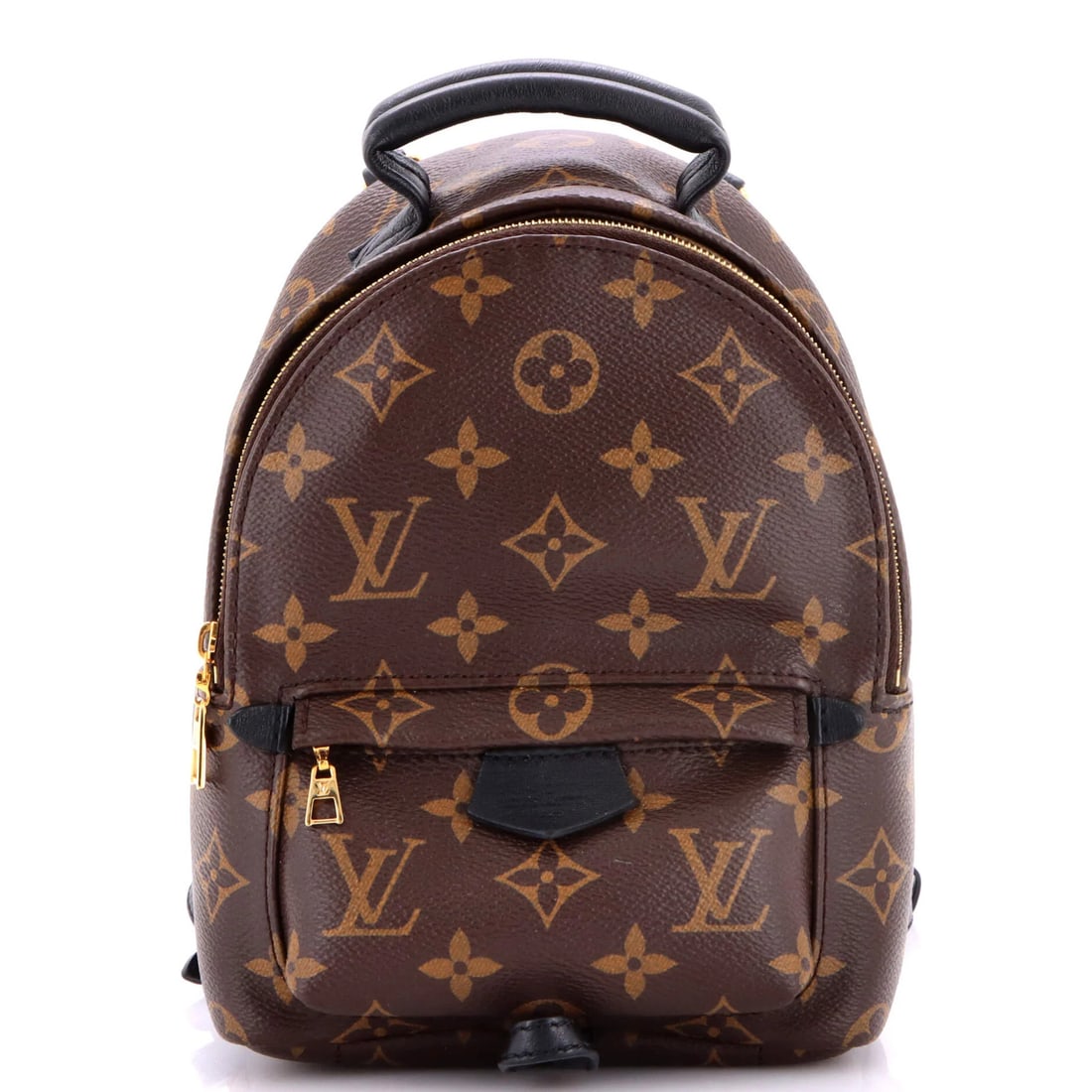 Mini Monogram Canvas Palm Springs Louis Vuitton Backpack: Mini Monogram Canvas Palm Springs Louis Vuitton Backpack Brown Mini Louis Vuitton Palm Springs Backpack with Monogram Canvas Exterior, Gold Hardware, and Black Interior. Measuring 8.5" x 6" x 4", it