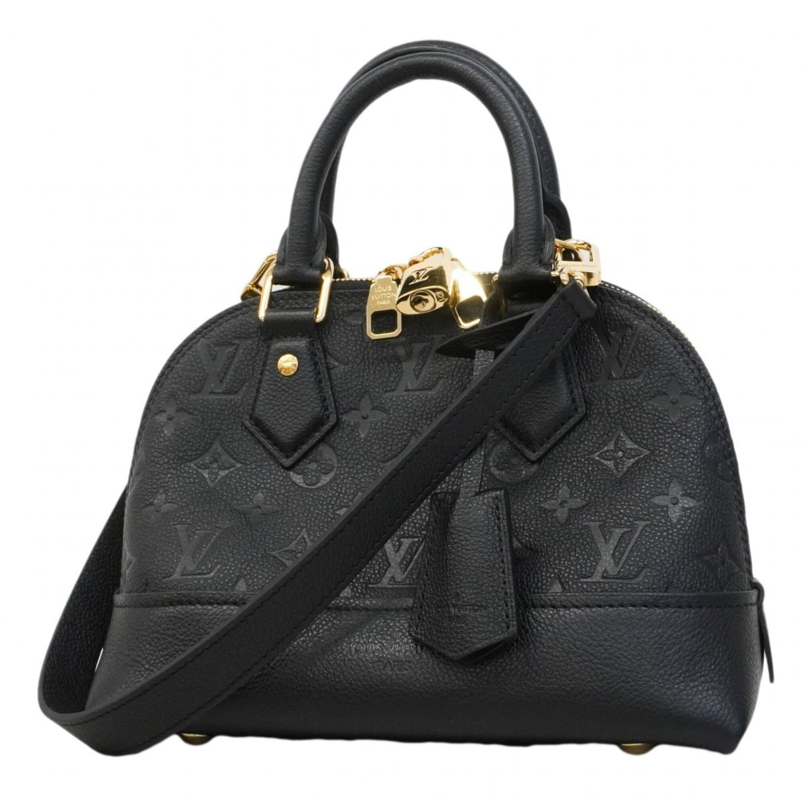 Handbag by Louis Vuitton: Handbag by Louis Vuitton Used Louis Vuitton handbag in Noir color, measuring 18cm x 24cm x 11cm. The bag bears some scratches and dirt, but remains in very good condition with a few traces of usage vi