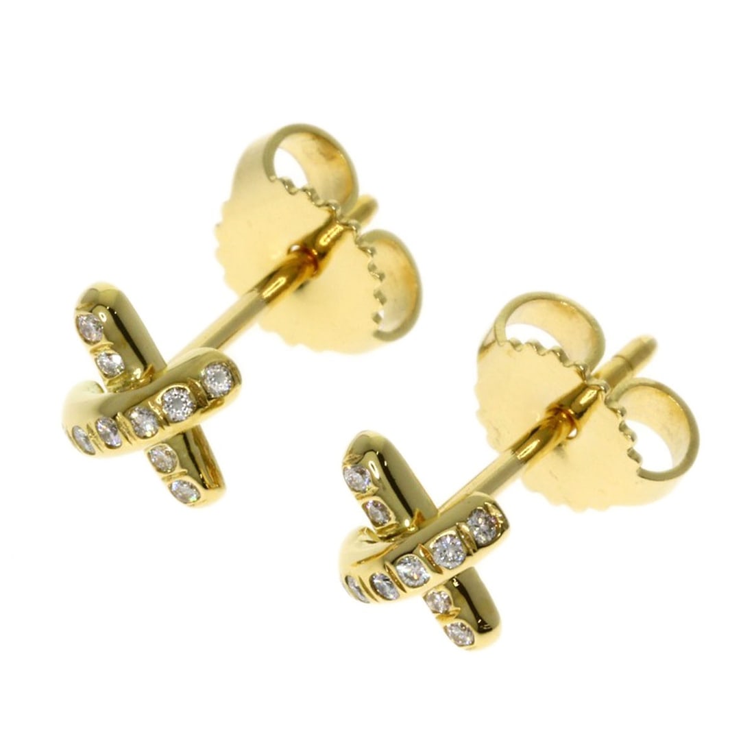 Tiffany&Co. Cross-Stitch Diamond Earring K18 Yellow Gold (1 of 8)