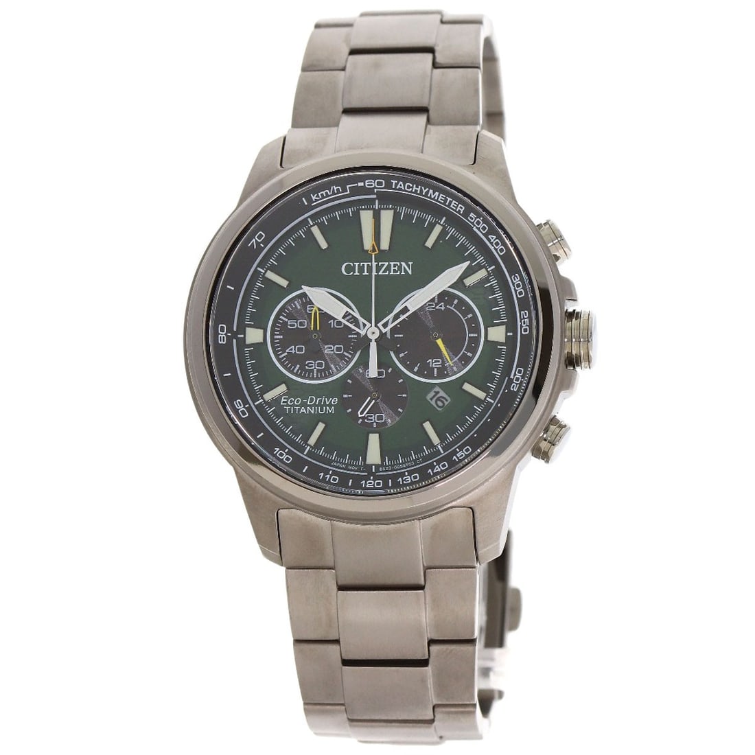 Citizen Eco Drive Watches B620-003Vg01 Titanium/ Titanium: Citizen Eco Drive Watches B620-003Vg01 Titanium/ Titanium Titanium case with silver bezel and green dial, featuring an Eco Drive movement for a sustainable timekeeping experience. This Citizen watch