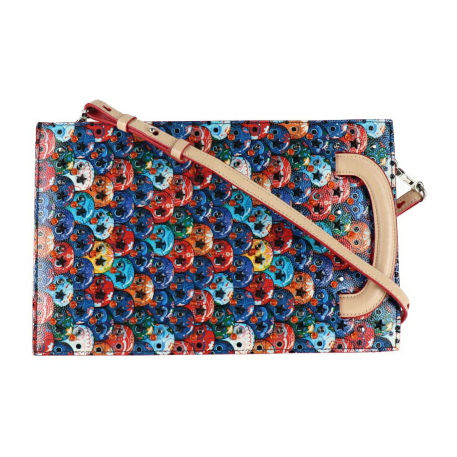 Christian Louboutin Clutch Bag Handbag Leather: Christian Louboutin Clutch Bag Handbag Leather Christian Louboutin's iconic clutch bag features a striking multi-color design, showcasing the brand's signature style. Made from high-quality leather,