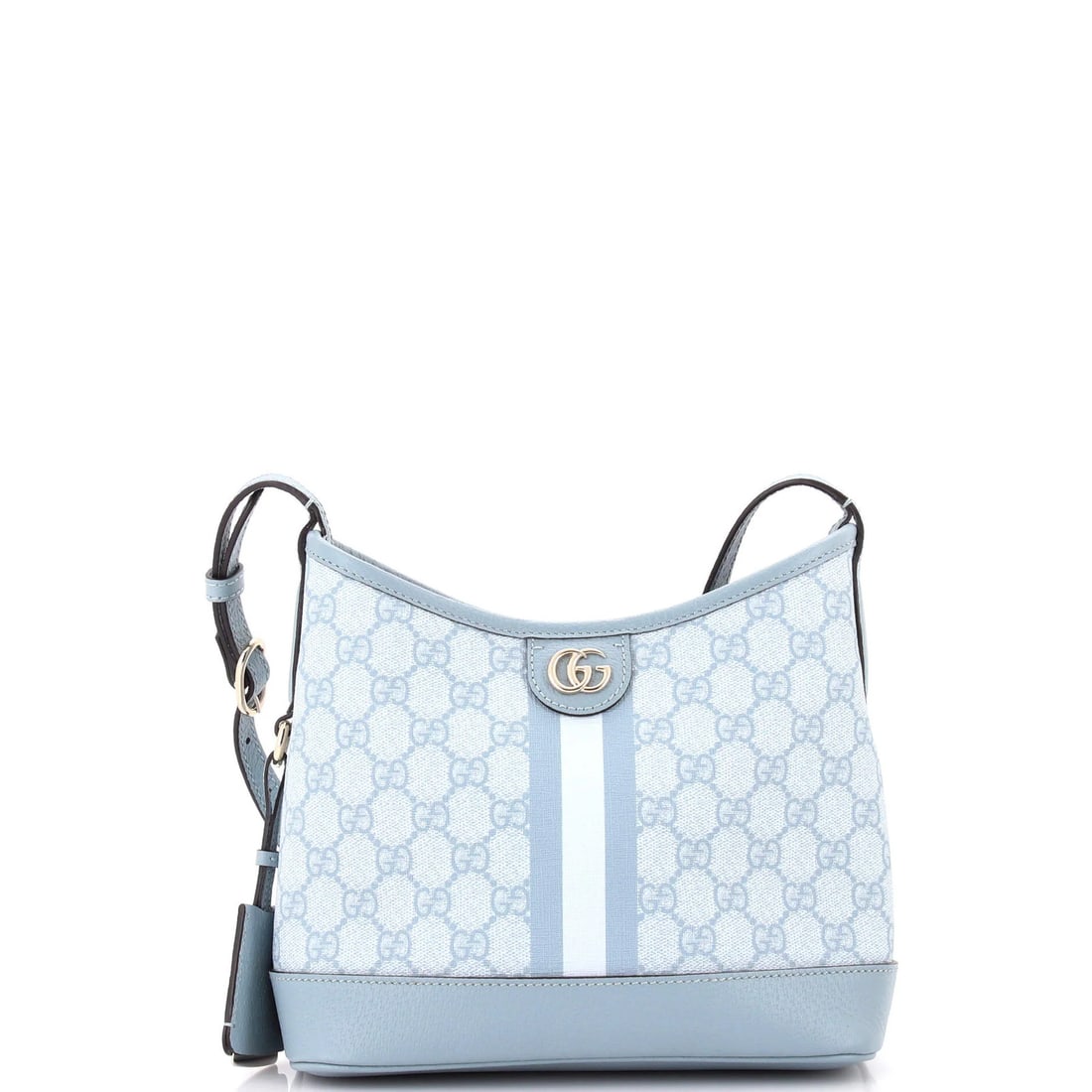 Gucci Coated Canvas GG Bag Small Leather Open Bucket Ophidia: Gucci Coated Canvas GG Bag Small Leather Open Bucket Ophidia Small Gucci Ophidia Open Bucket Bag in Blue Canvas Coated GG. This stylish shoulder bag features a blue exterior with minor scuffs and