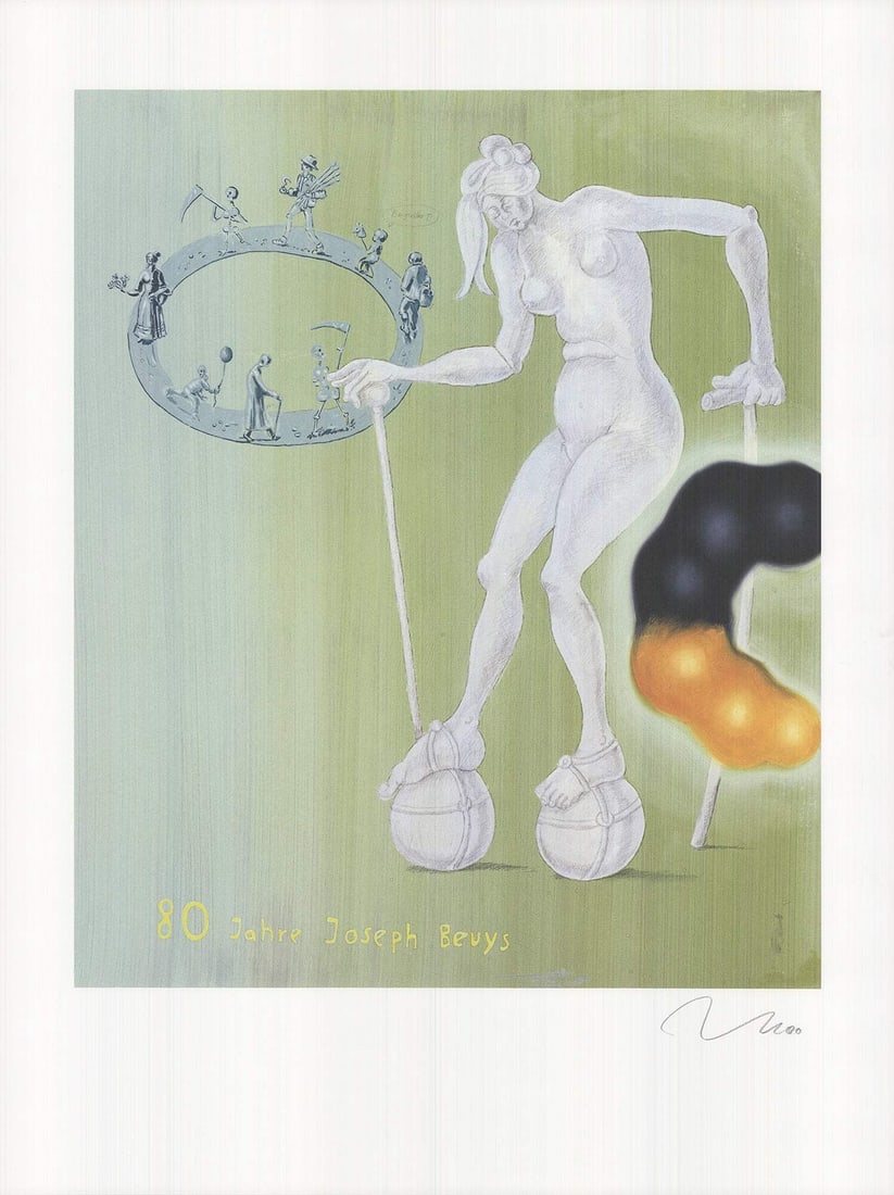 Joseph Bueys Signed 80 Jahre Offset Lithograph 31.5" x 23.75" by Jorg Immendorf (1 of 5)