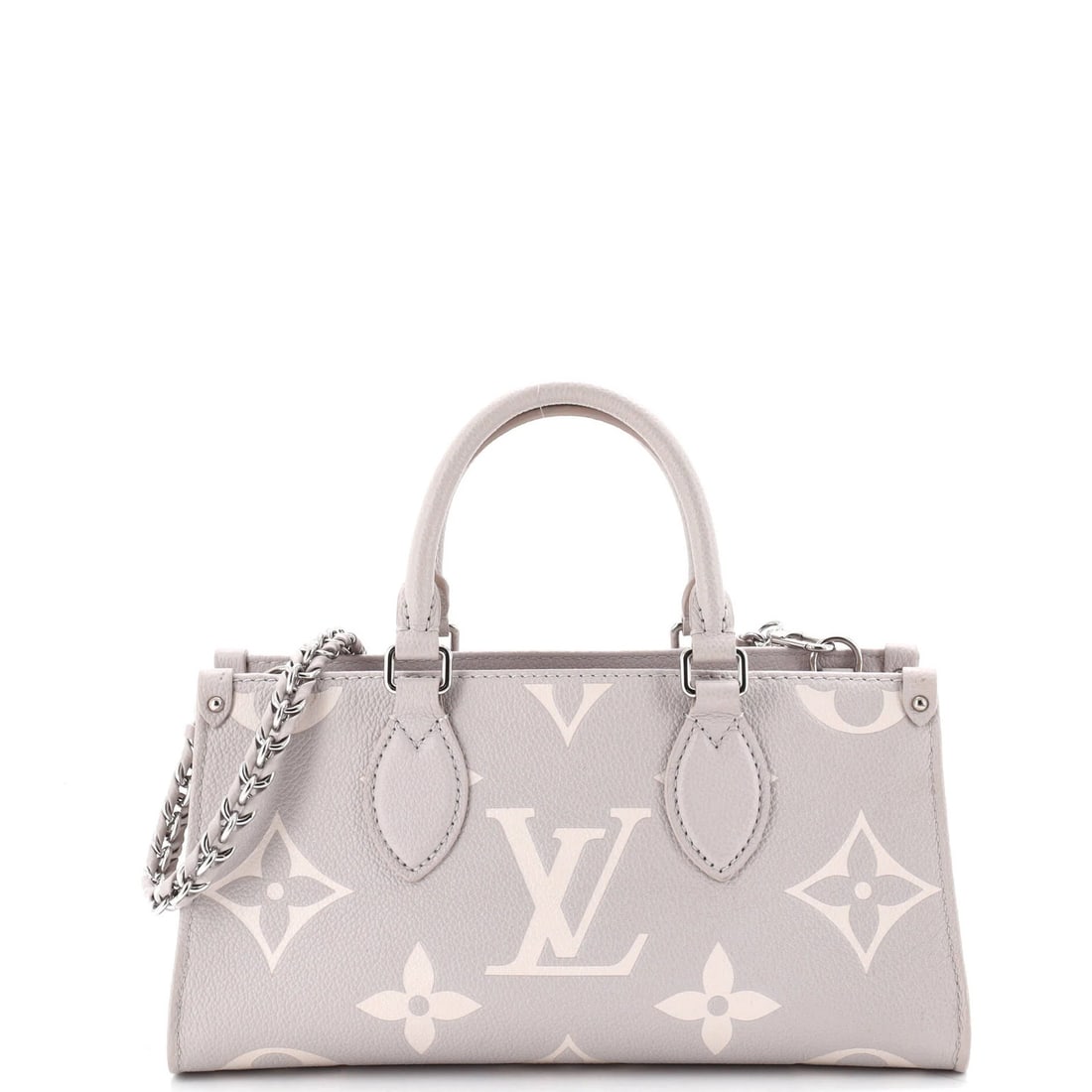 Louis Vuitton OnTheGo Tote Bicolor Monogram Empreinte Giant East West: Louis Vuitton OnTheGo Tote Bicolor Monogram Empreinte Giant East West Gray Louis Vuitton OnTheGo Tote Bicolor Monogram Empreinte Giant East West features a classic design with a durable leather