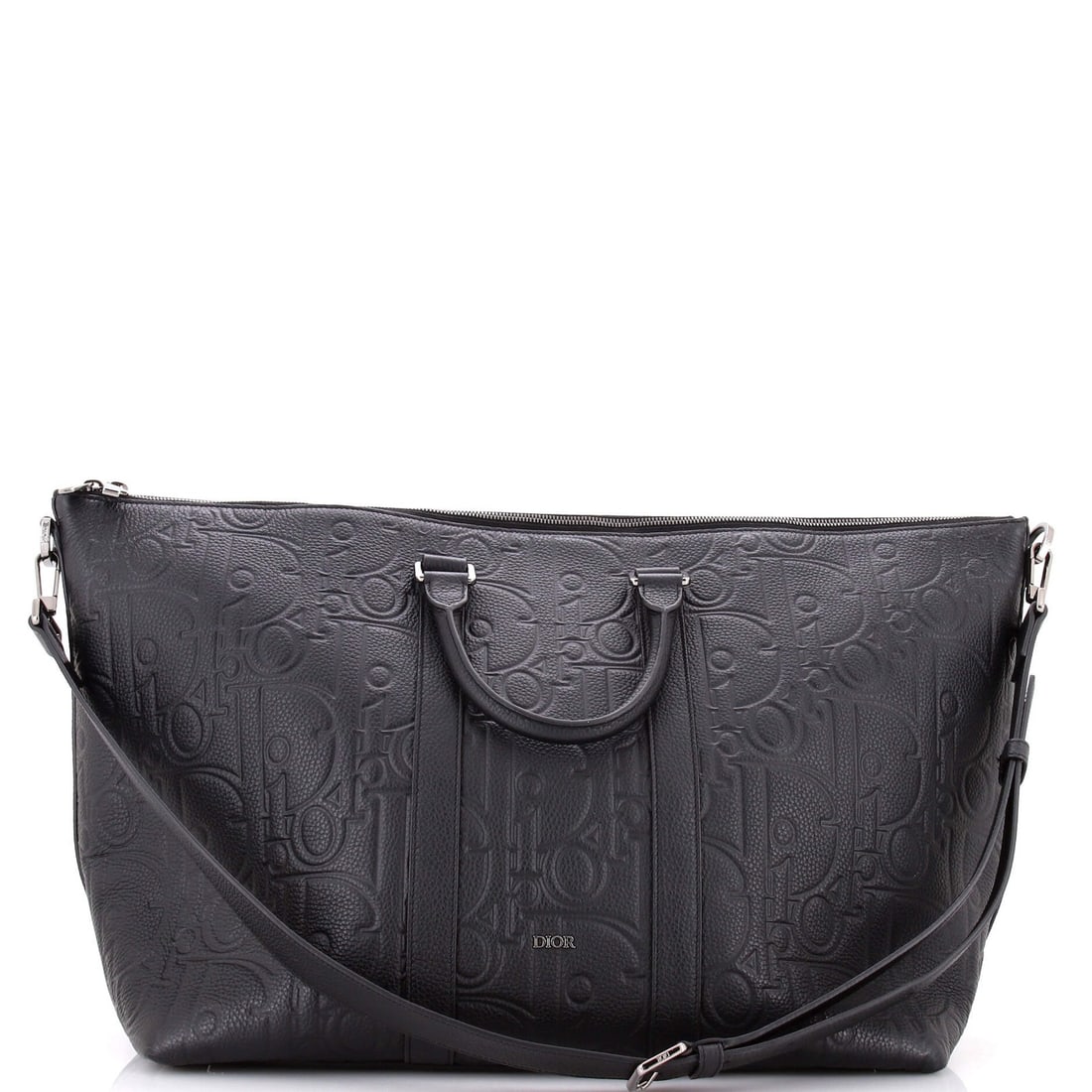 Christian Dior Weekender 40 Tote Convertible Gravity Leather: Christian Dior Weekender 40 Tote Convertible Gravity Leather The Christian Dior Weekender 40 Tote Convertible Gravity Leather features a sleek black exterior with minor creases and edge wear, while