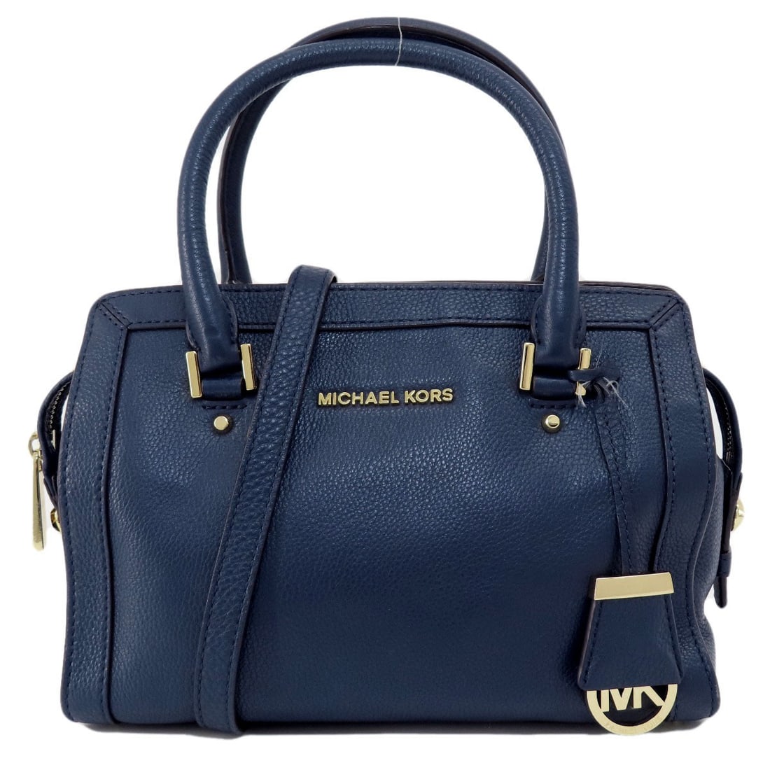Michael Kors 2Way Handbag Leather: Michael Kors 2Way Handbag Leather Navy leather exterior, a classic choice for those who appreciate timeless style. This Michael Kors 2Way Handbag features a signature that bears the artist's mark,