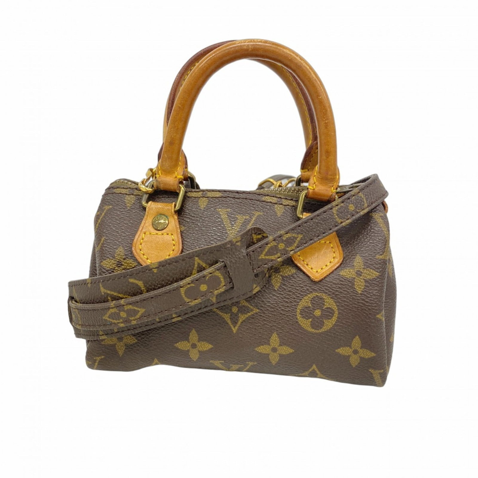 Handbag by Louis Vuitton: Handbag by Louis Vuitton Brown Louis Vuitton handbag with a classic design, measuring 9cm x 16cm x 7cm. The bag shows traces of usage and minor scratches/dirt, but remains in good condition overall.