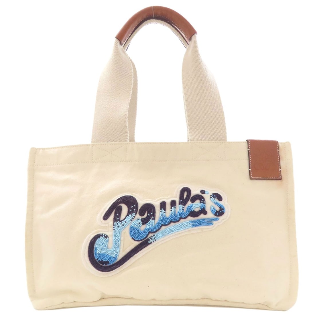 Cavas Tote Bag Canvas Paula's Ibiza Loewe: Cavas Tote Bag Canvas Paula's Ibiza Loewe Canvas tote bag from LOEWE, featuring white exterior with embroidered Paula's Ibiza design. This canvas tote bag showcases the iconic style of LOEWE, with a