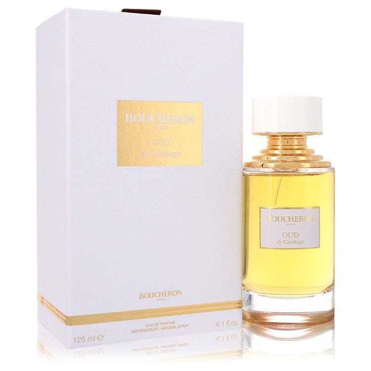 Oud De Carthage Perfume By Boucheron Eau De Parfum Spray: Oud De Carthage Perfume By Boucheron Eau De Parfum Spray Boucheron's Oud De Carthage Eau De Parfum Spray is an elegant fragrance for women, featuring the rich and exotic scent of oud. This 4.1 oz eau 