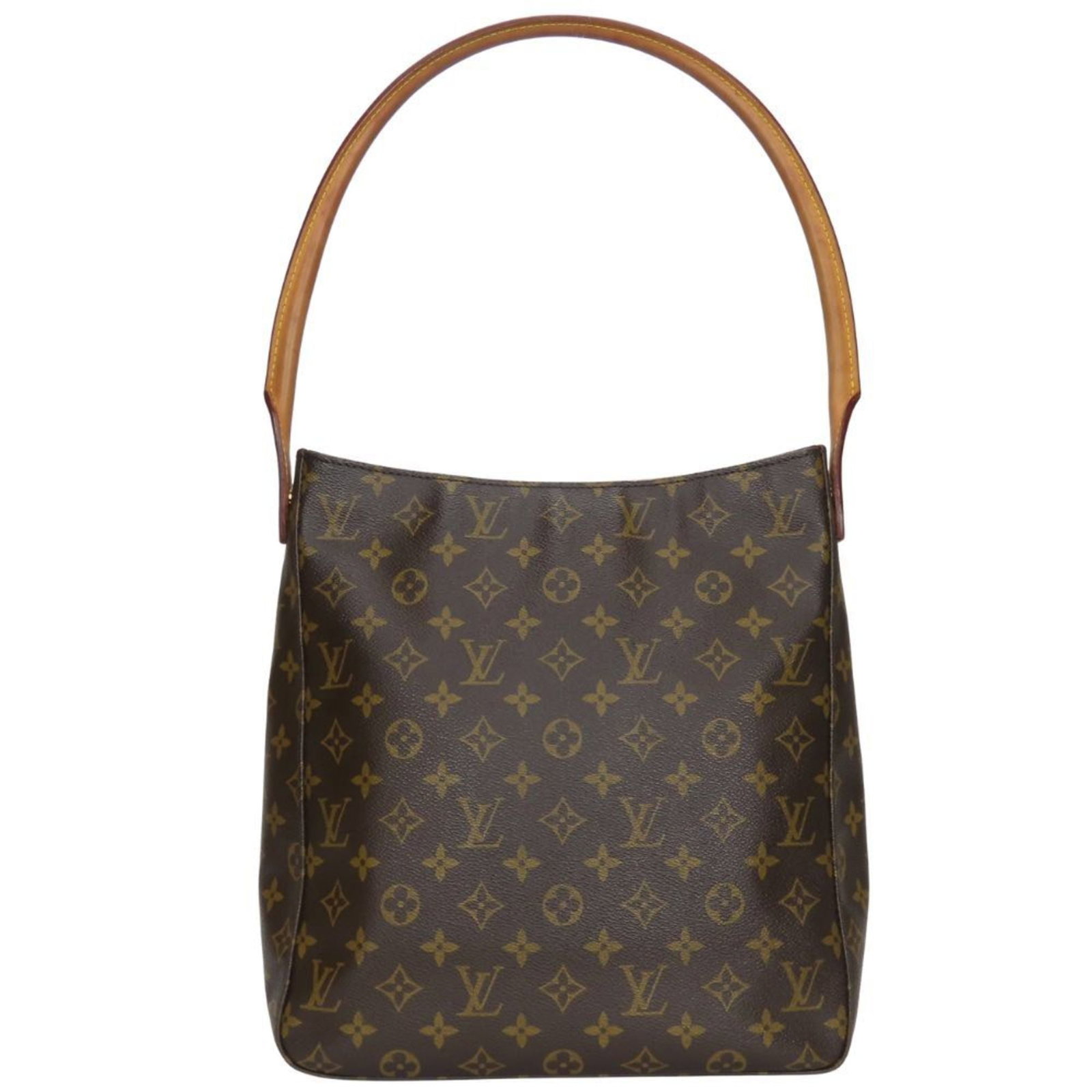 Louis Vuitton Leather Monogram Bag Shoulder: Louis Vuitton Leather Monogram Bag Shoulder The Louis Vuitton Leather Monogram Bag Shoulder boasts its iconic brown monogram pattern, crafted from high-quality leather. Measuring 31cm x 29cm x
