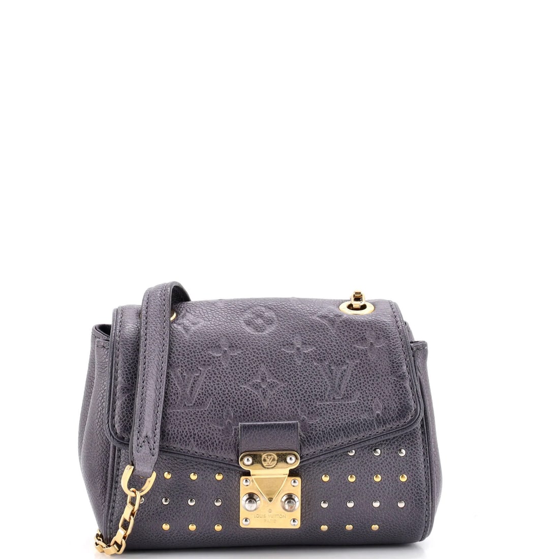 Saint Germain Studded Monogram Empreinte Leather Louis Vuitton Handbag: Saint Germain Studded Monogram Empreinte Leather Louis Vuitton Handbag Gray Saint Germain Studded Monogram Empreinte Leather Louis Vuitton Cross Body Bag features a classic design with a modern twist,