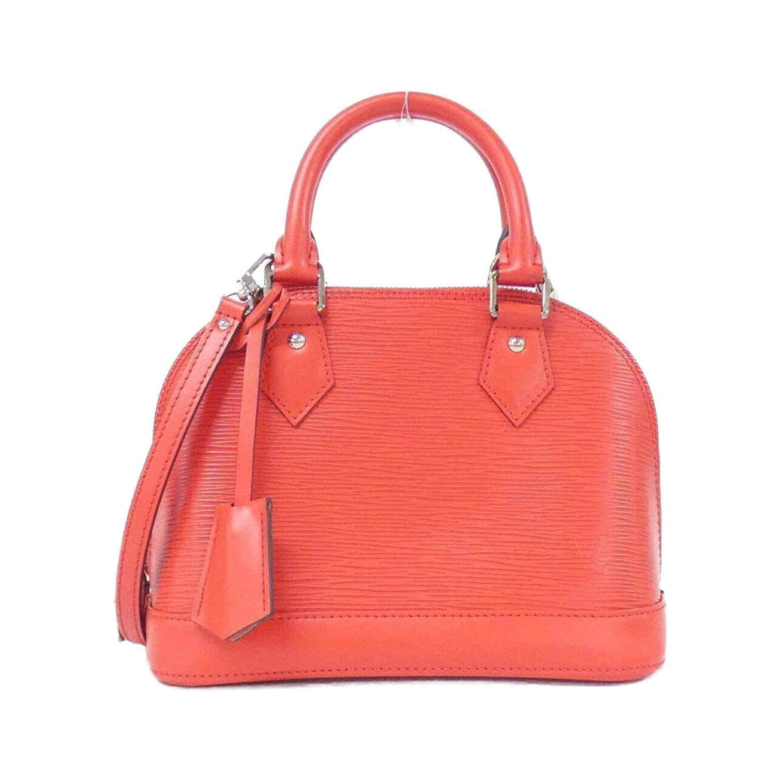 Handbag Leather Louis Vuitton: Handbag Leather Louis Vuitton Used Louis Vuitton Handbag in Coquelicots Calf Leather, featuring silver hardware and a classic design. This pre-owned handbag has some scratches and dirt but remains in 