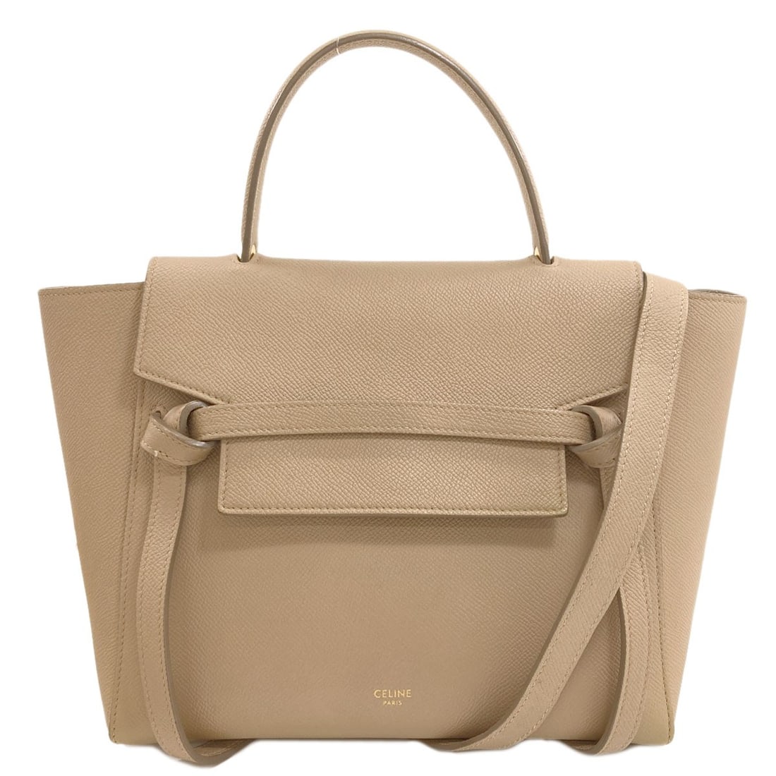 Celine Micro Belt Bag 2Way Handbag Calf: Celine Micro Belt Bag 2Way Handbag Calf Beige Celine Micro Belt Bag in Calf Leather, featuring the iconic 2Way design. This stylish handbag boasts a sleek and sophisticated look with its calf leather
