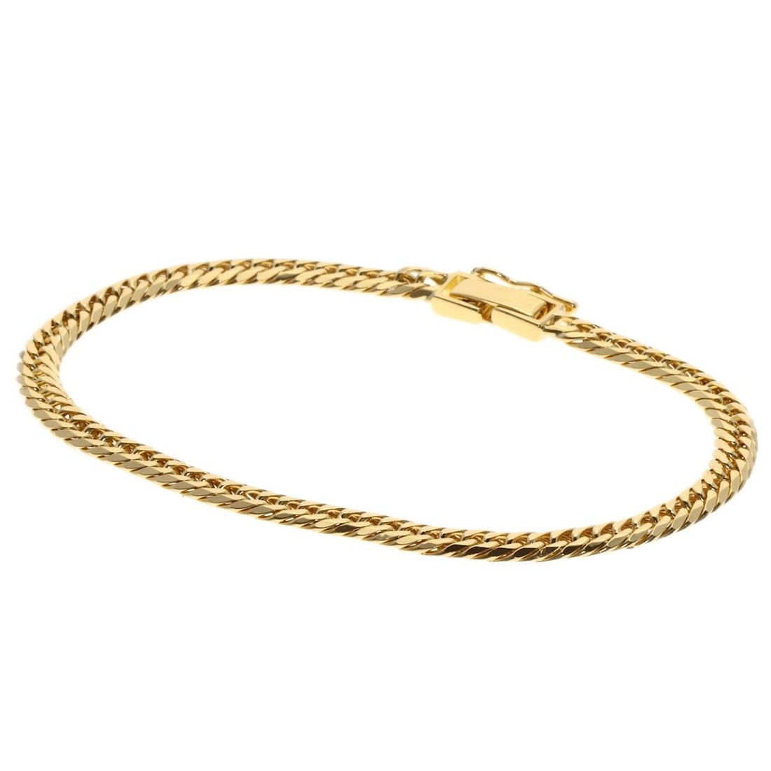 Kihei 6 sided yellow gold bracelet with chain and k18 curb.: Kihei 6 sided yellow gold bracelet with chain and k18 curb. K18 curb chain and yellow gold bracelet, bearing the SELECT JEWELRY brand, offers a sleek and sophisticated design. The K18 purity provides 
