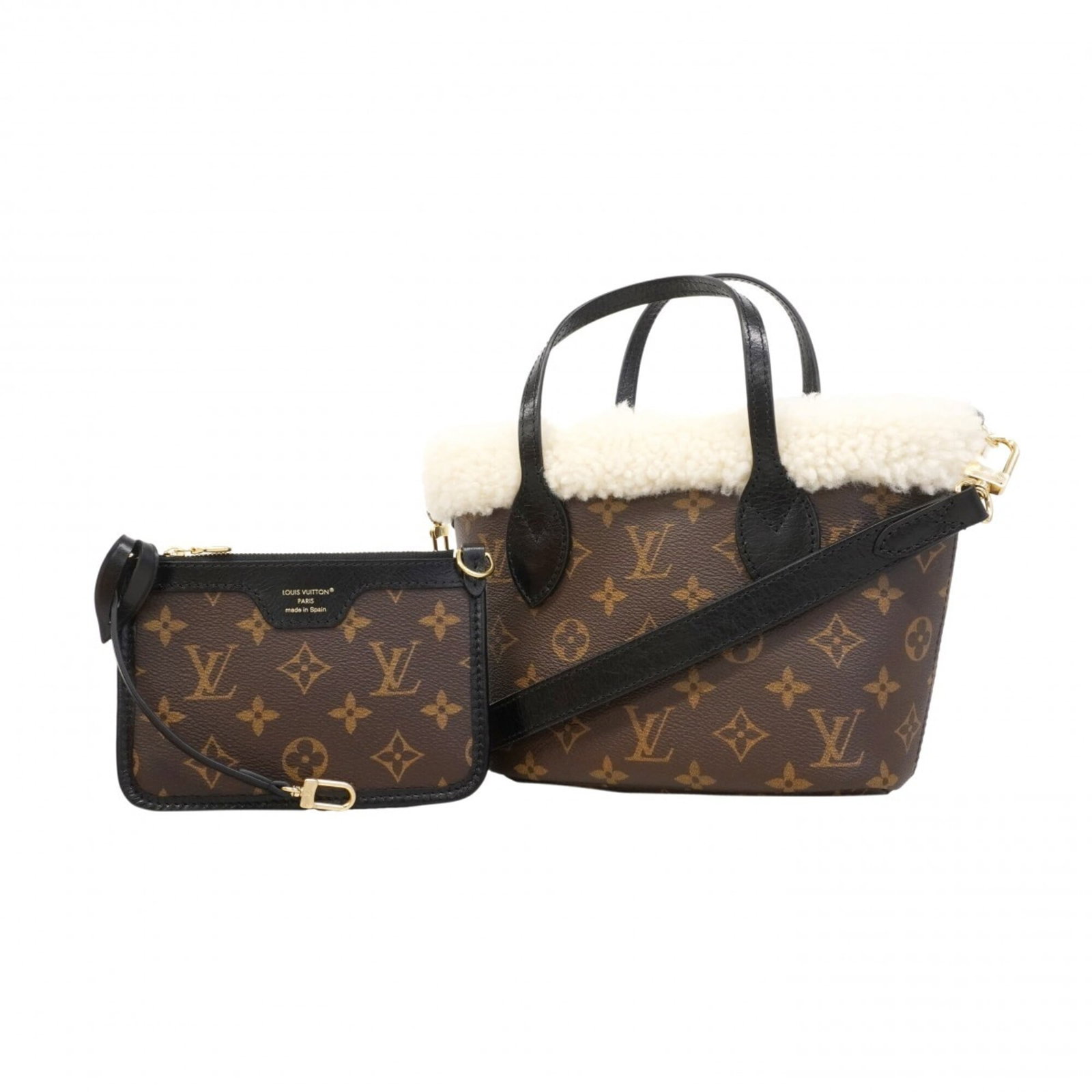 Louis Vuitton Handbag: Louis Vuitton Handbag Brown and White Louis Vuitton Handbag. This used handbag features a classic design with some scratches and dirt, but remains in very good condition. Measuring 17cm x 19cm x