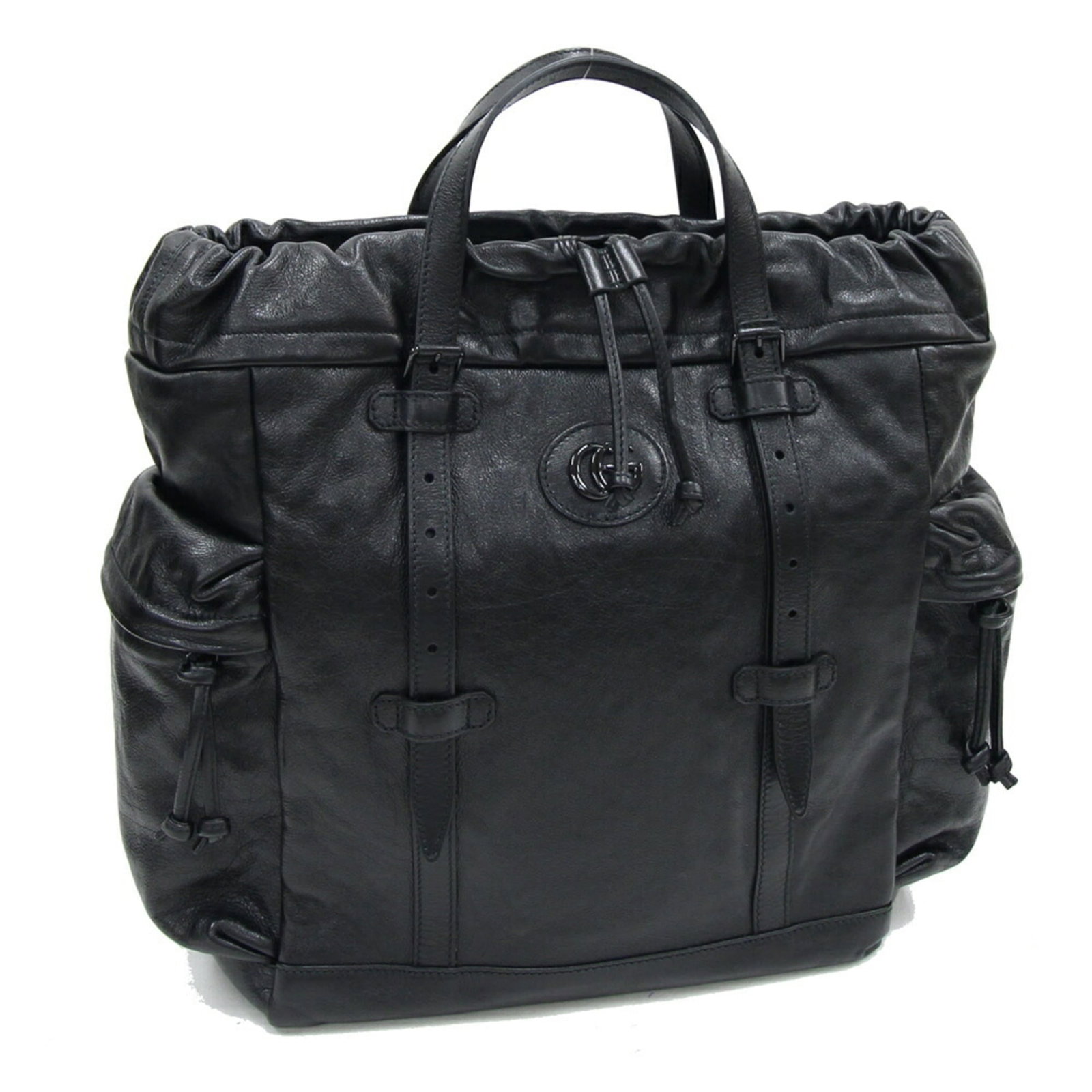 Tote Bag Leather by Gucci: Tote Bag Leather by Gucci Black leather tote bag by Gucci, featuring classic design with a timeless appeal. Made from high-quality leather, the bag boasts a sleek and sophisticated look that's