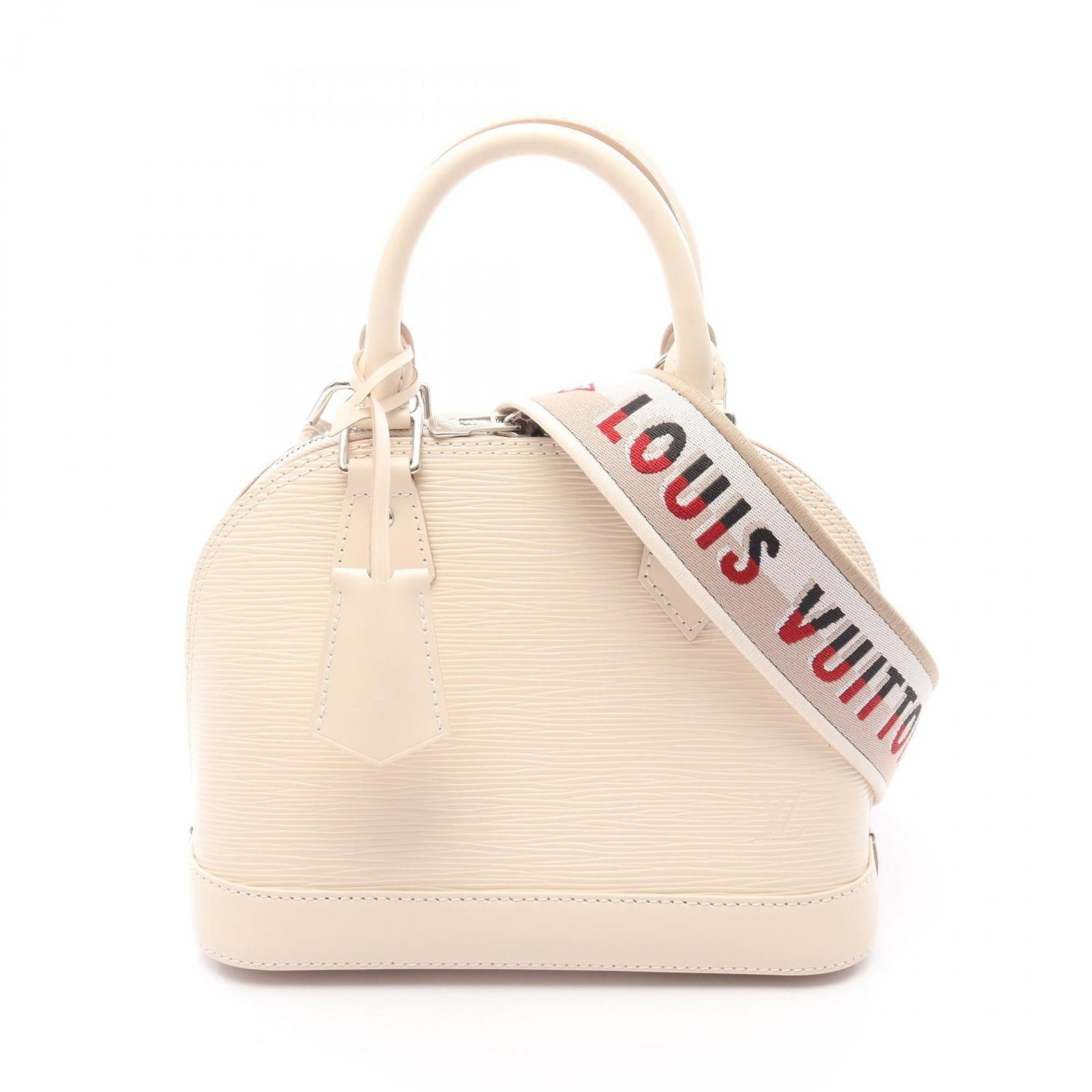 Epi Leather Louis Vuitton Handbag: Epi Leather Louis Vuitton Handbag Ivory Epi Leather Louis Vuitton Handbag, measuring 17.5cm x 23.5cm x 11.5cm, boasts classic design with a subtle sheen from the Epi leather material. The handbag's