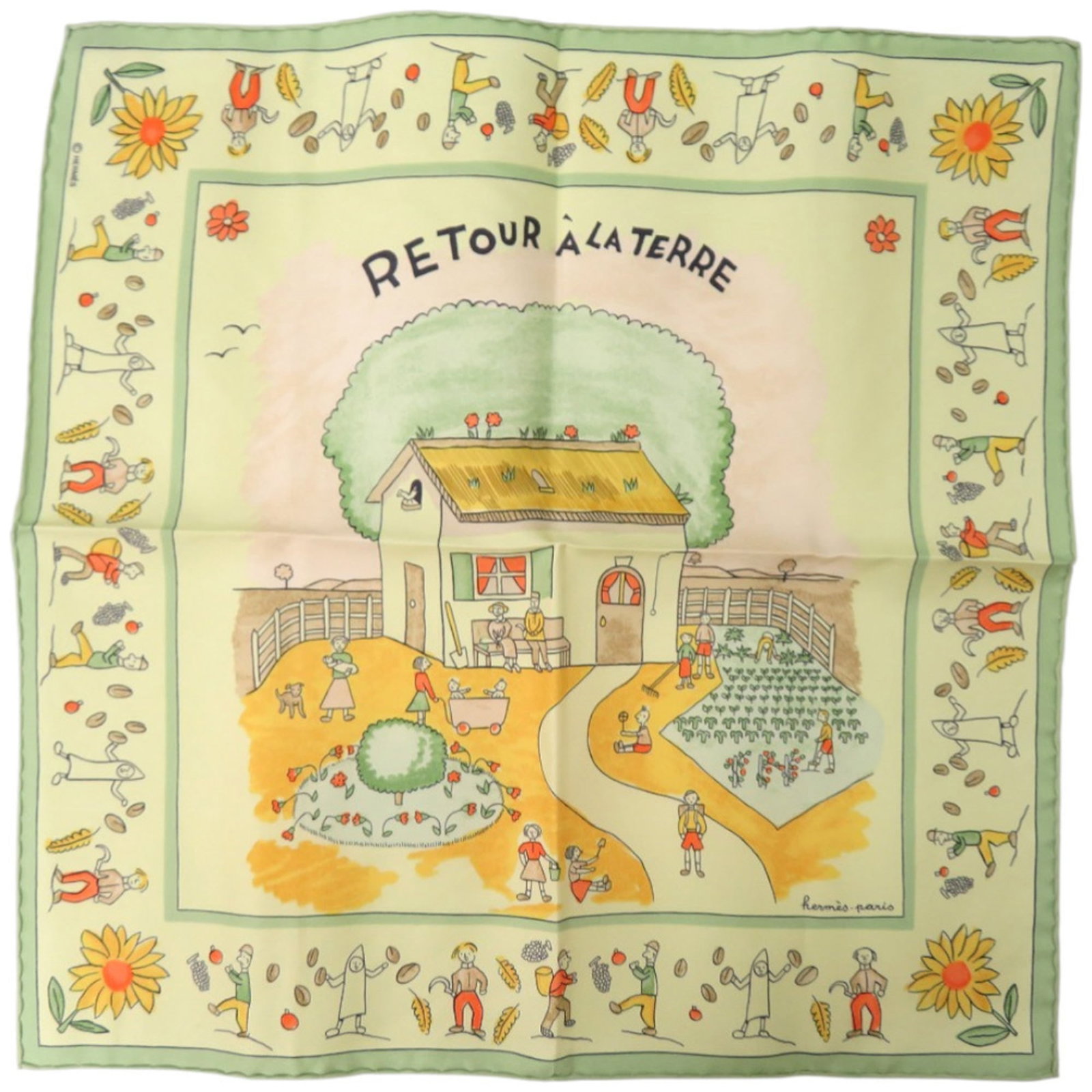 Silk scarf from Hermes: Silk scarf from Hermes Silk scarf from the renowned French luxury brand Hermes, featuring a vibrant multi-color design. Made from high-quality silk and measuring 43cm x 43cm in size, this scarf boasts