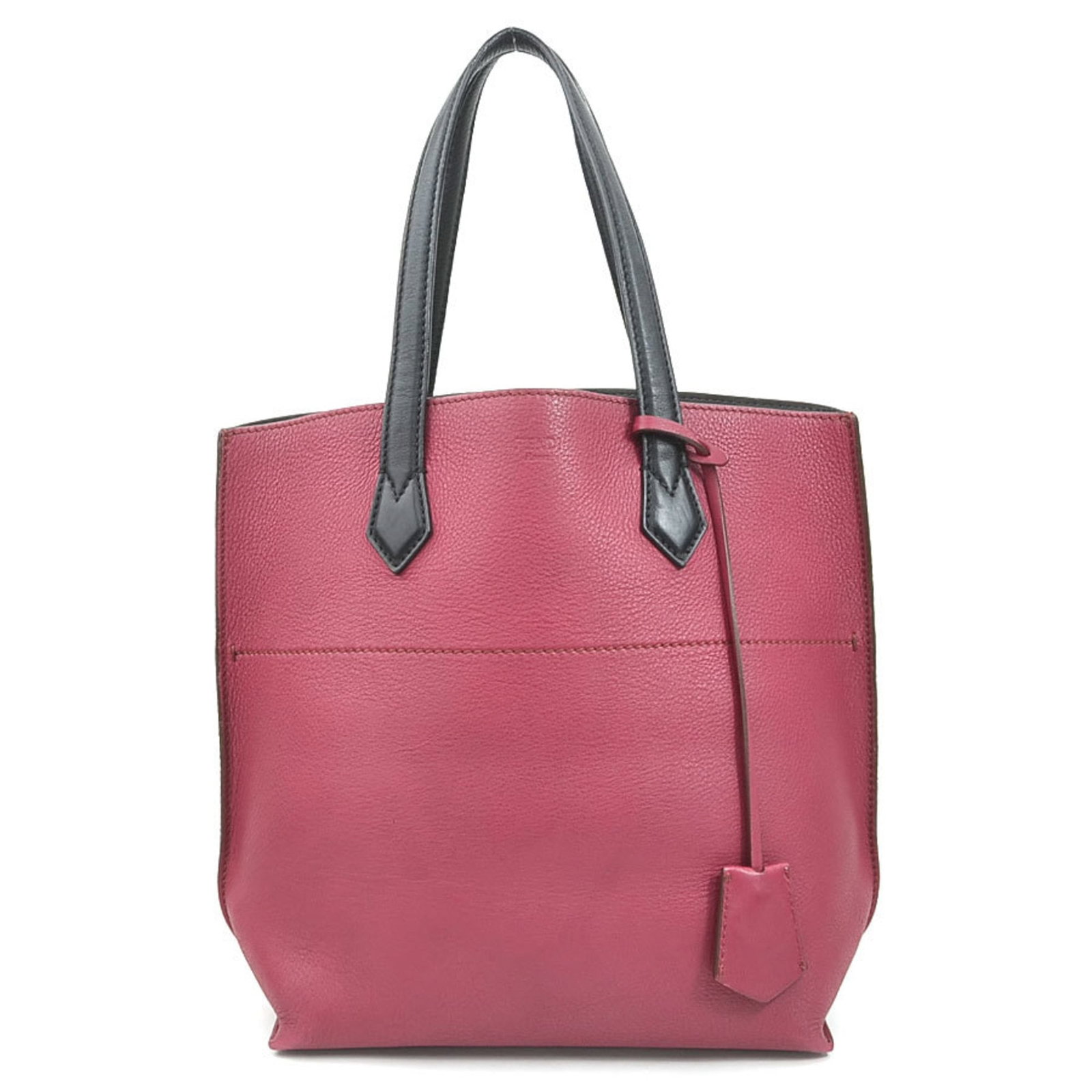 Handbag Leather Tote Fendi: Handbag Leather Tote Fendi The Fendi leather tote bag boasts sleek, sophisticated design with its black and Bordeaux color combination. Made from high-quality leather, the bag features a classic 30cm 